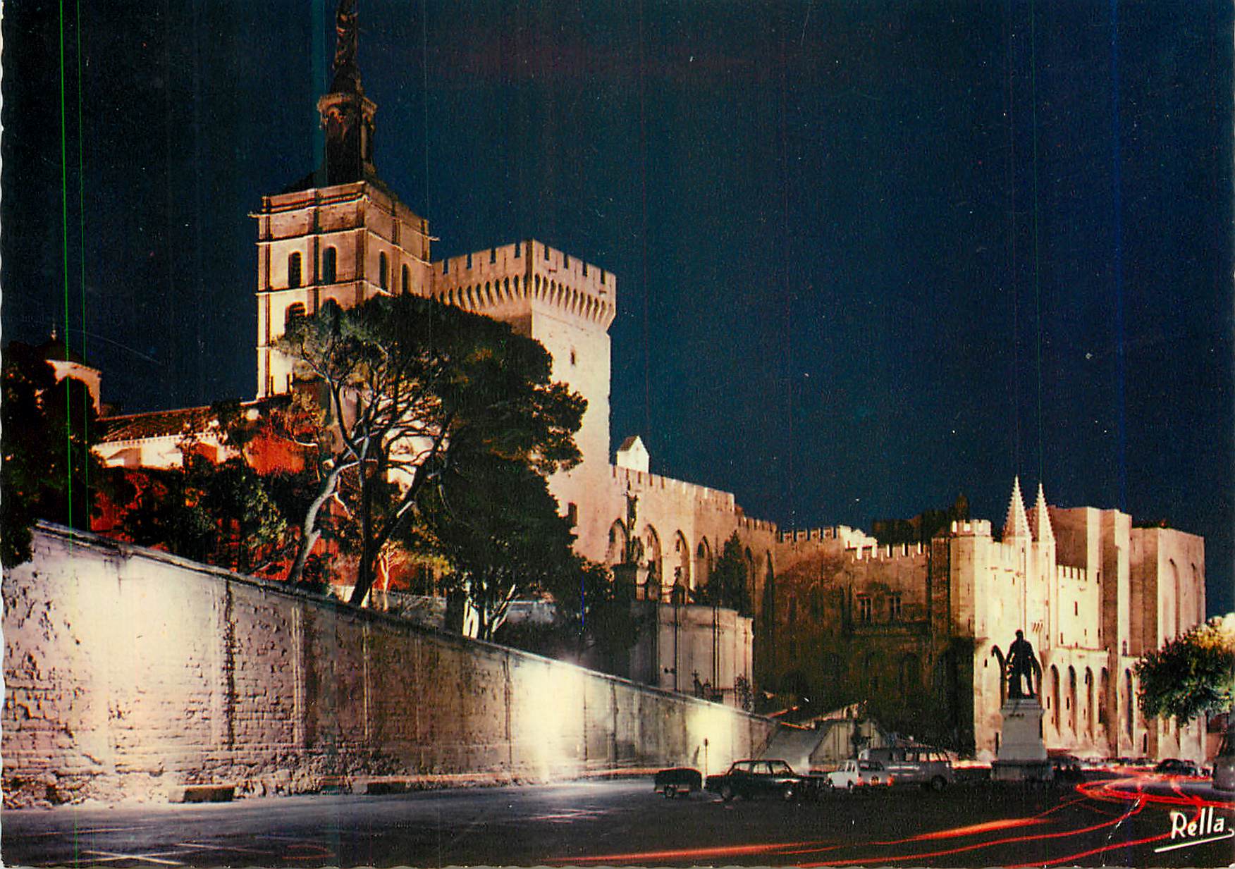 Avignon (Vaucluse) — Notre-Dame des Doms et le Palais ducale vus de nuit — Éditions Rella