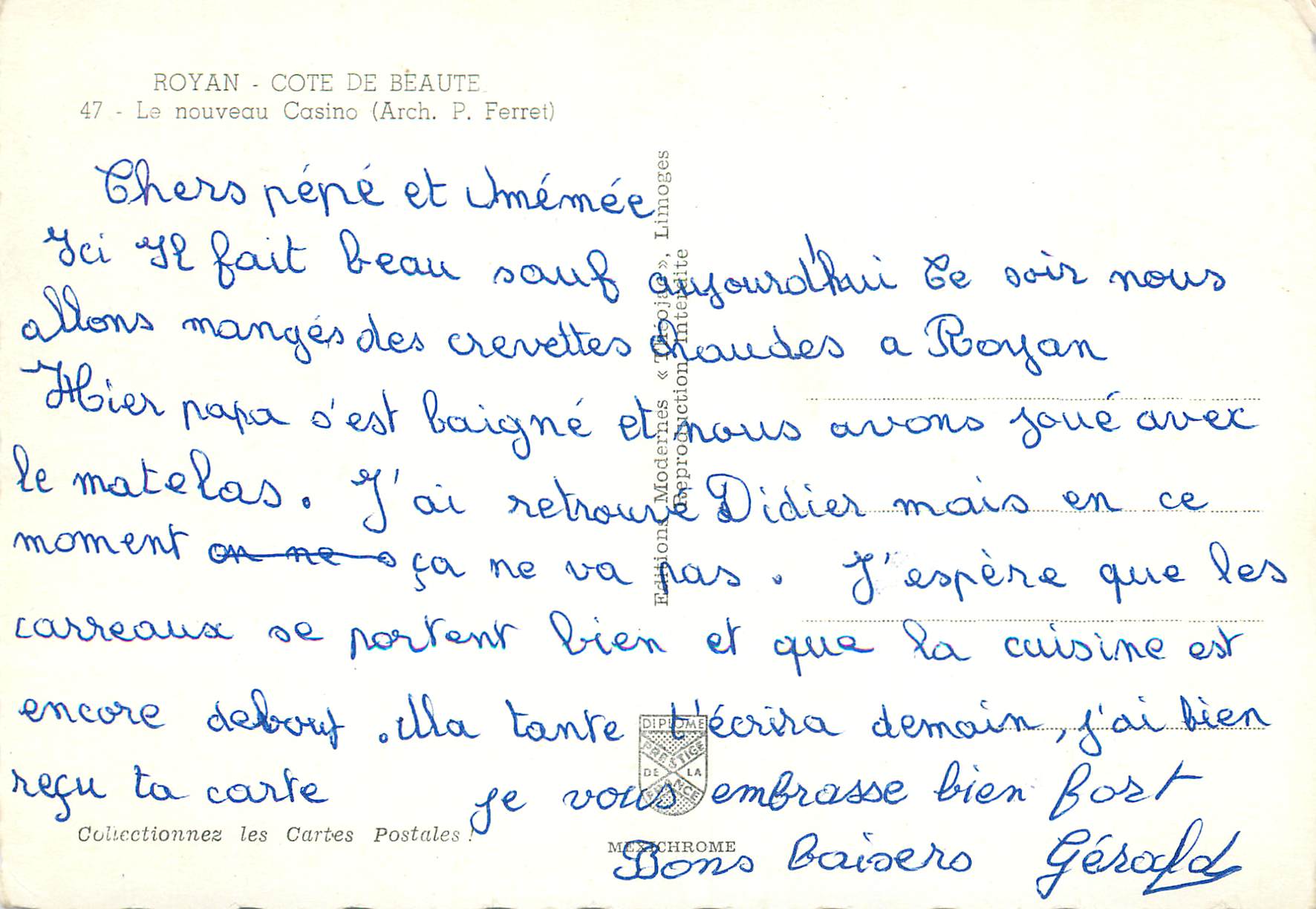 CPM Royan cote de beaute 47 le nouveau casino (arch p ferret) — Rückseite