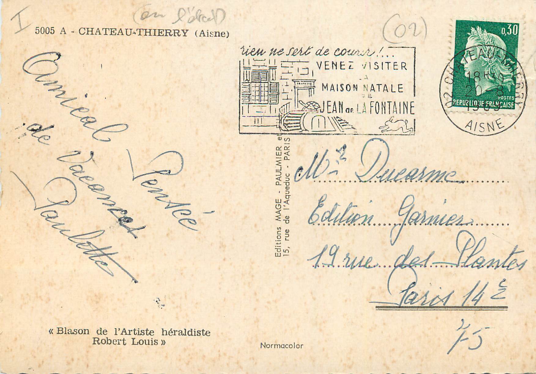 CPM 5005 a chateau thierry (aisne) — Rückseite