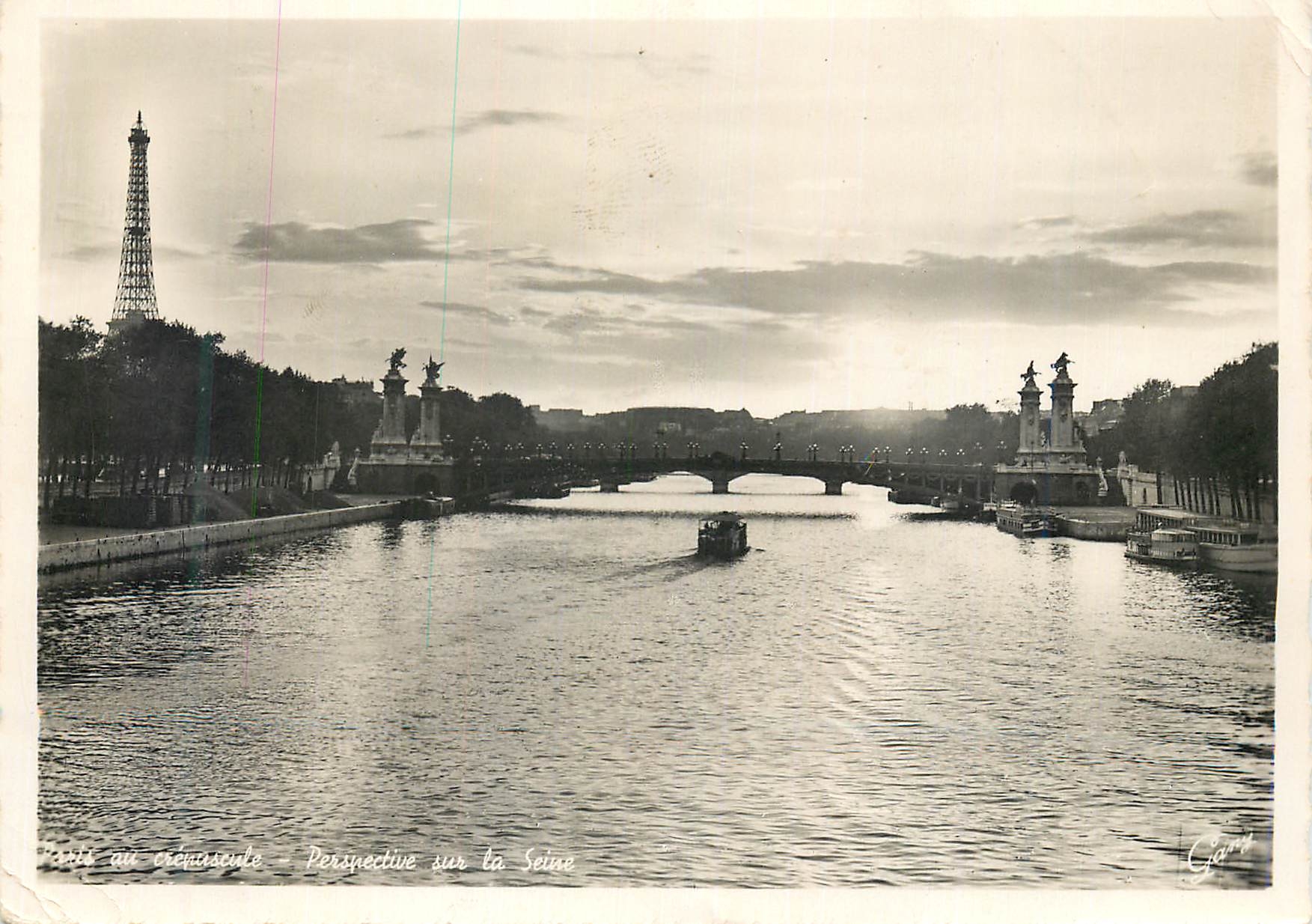 CPM Paris at twilight perspective of the seine Tour Eiffel