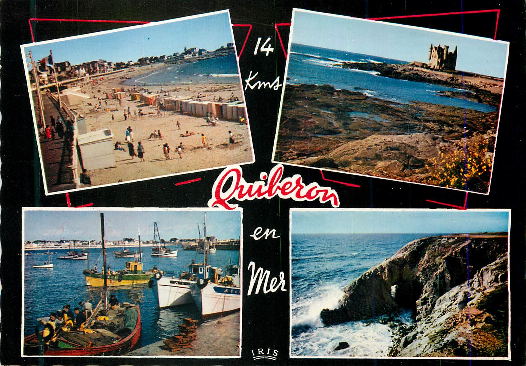 CPM Quiberon 1614 la plage le chateau le port la roche percee Bateaux de peche
