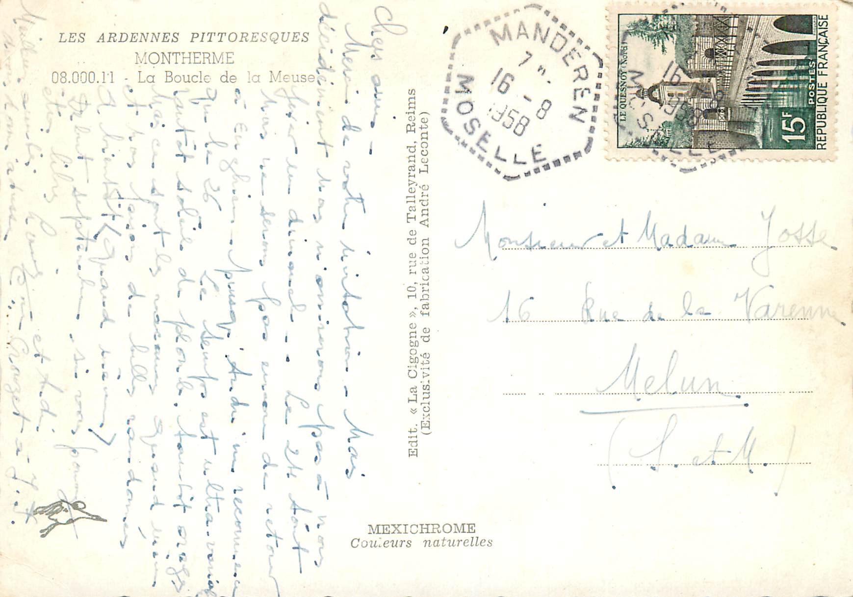 CPM Les ardennes pittoresques montherme 0800011 la boucle de la meuse — Rückseite
