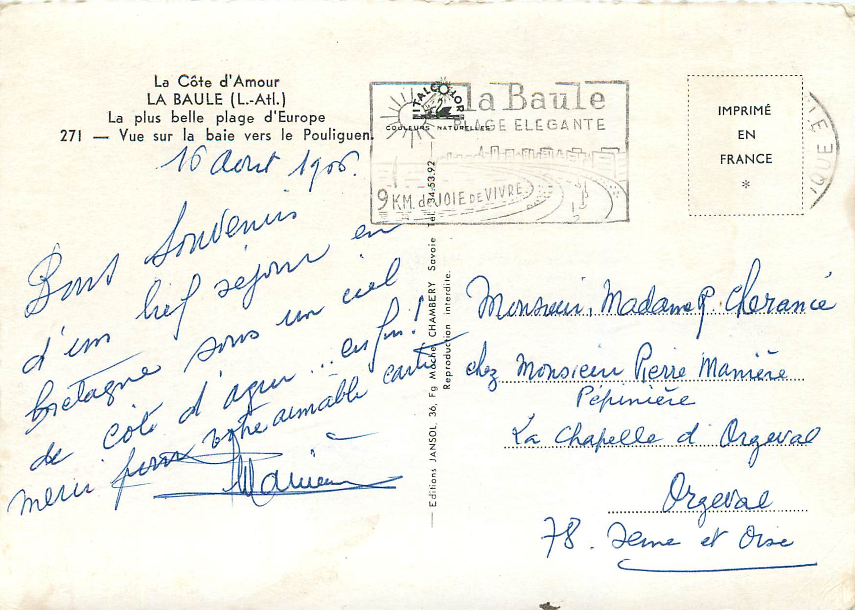 CPM La cote d amour la baule (l atl) la plus belle plage d europe — Rückseite