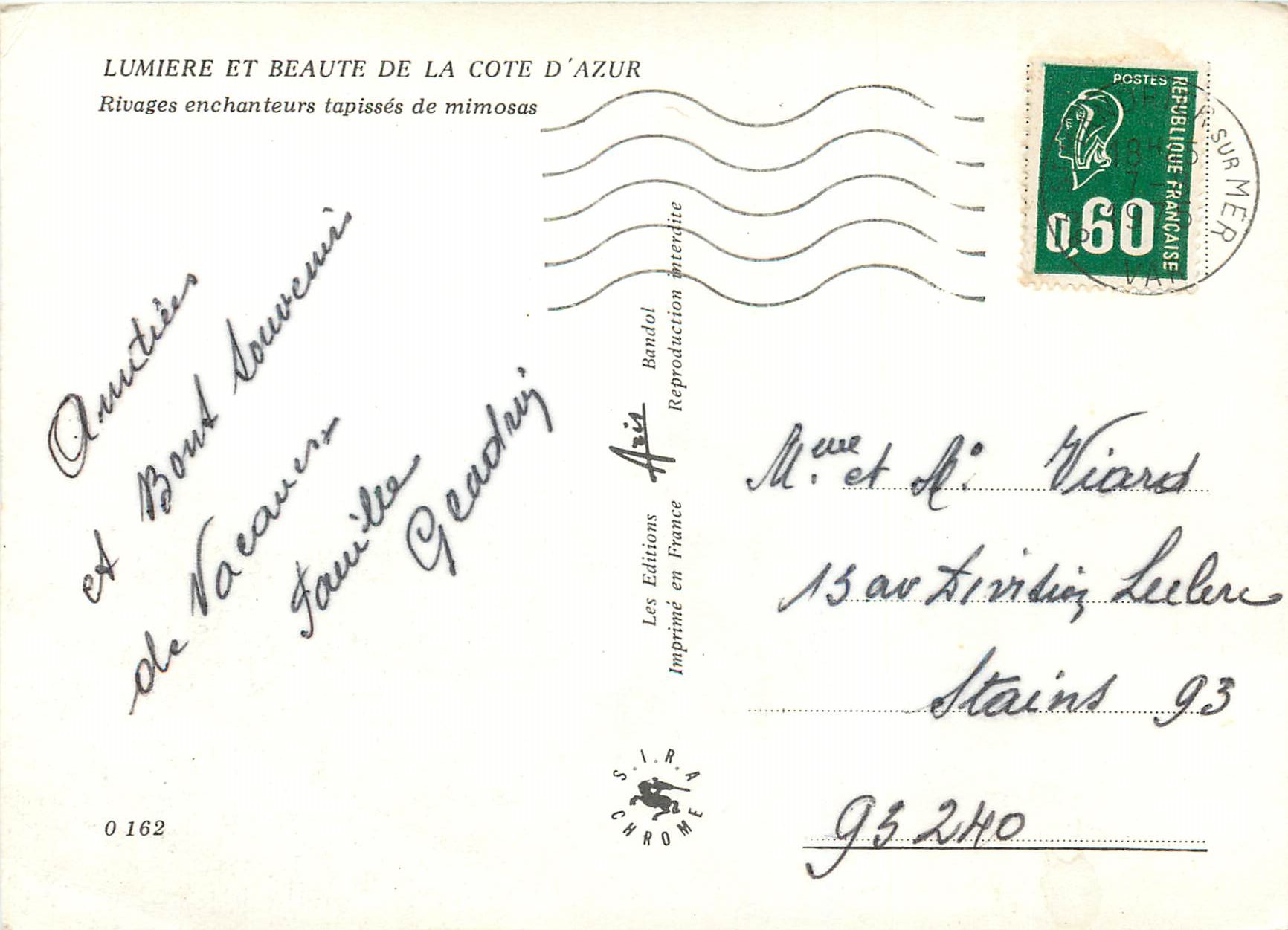 CPM Lumiere et beaute de la cote d azur rivages enchanteurs tapisses de mimosas — Verso