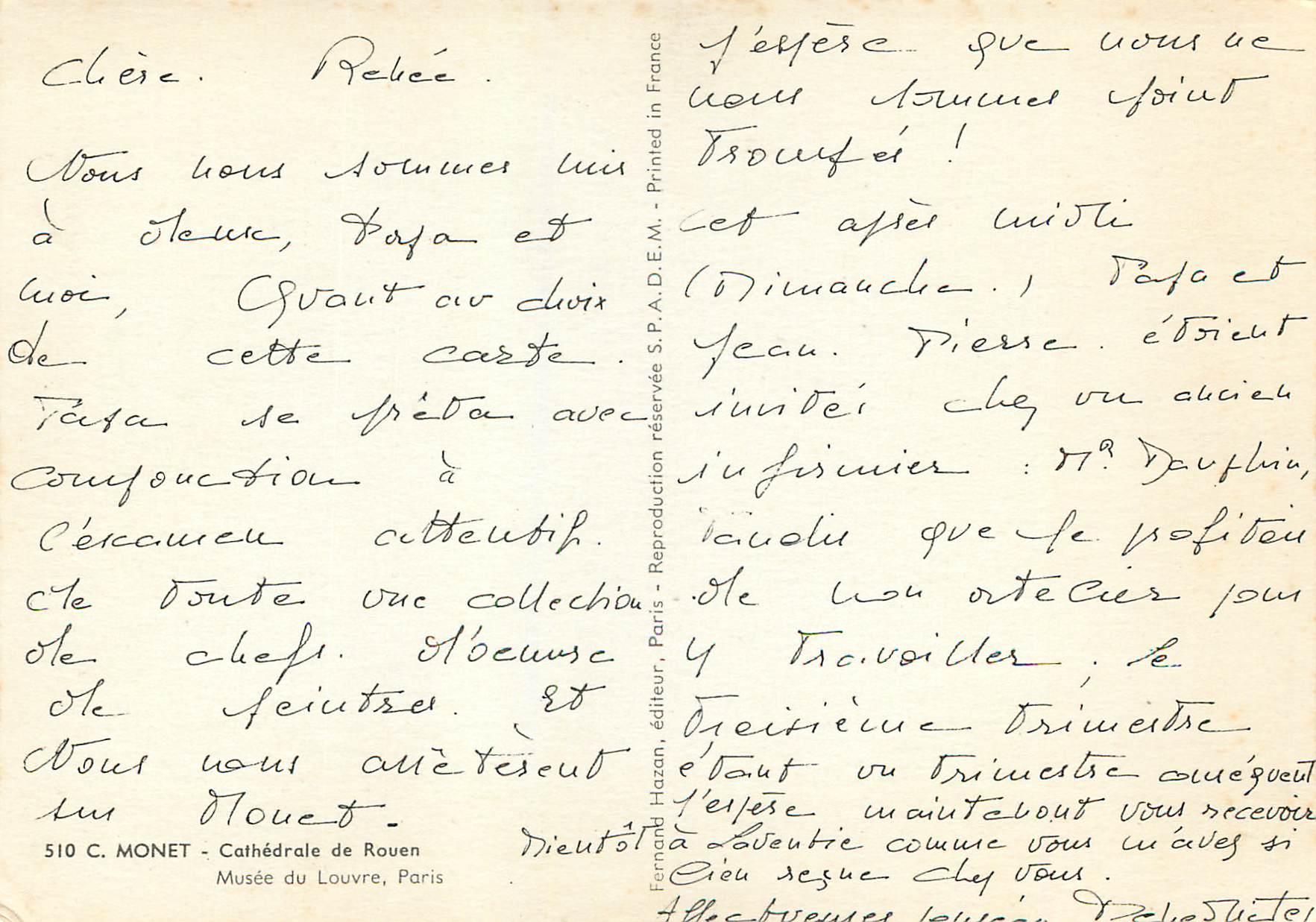 CPM 510 c monet cathedrale de rouen musee du louvre paris — Verso