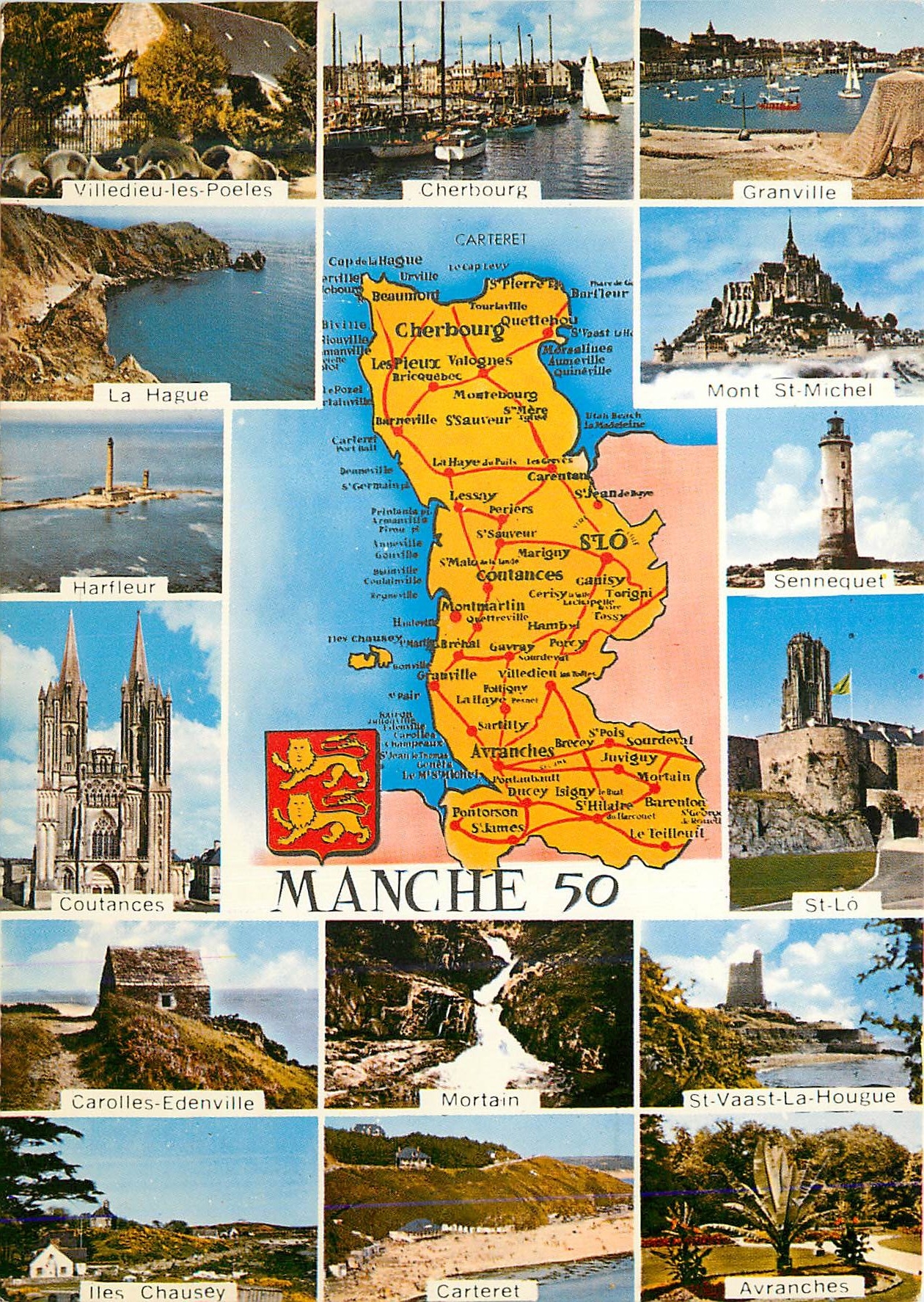 Manche 50 — Carte postale touristique avec carte et vues — Éditeur ARTAUD Frères, NANTES