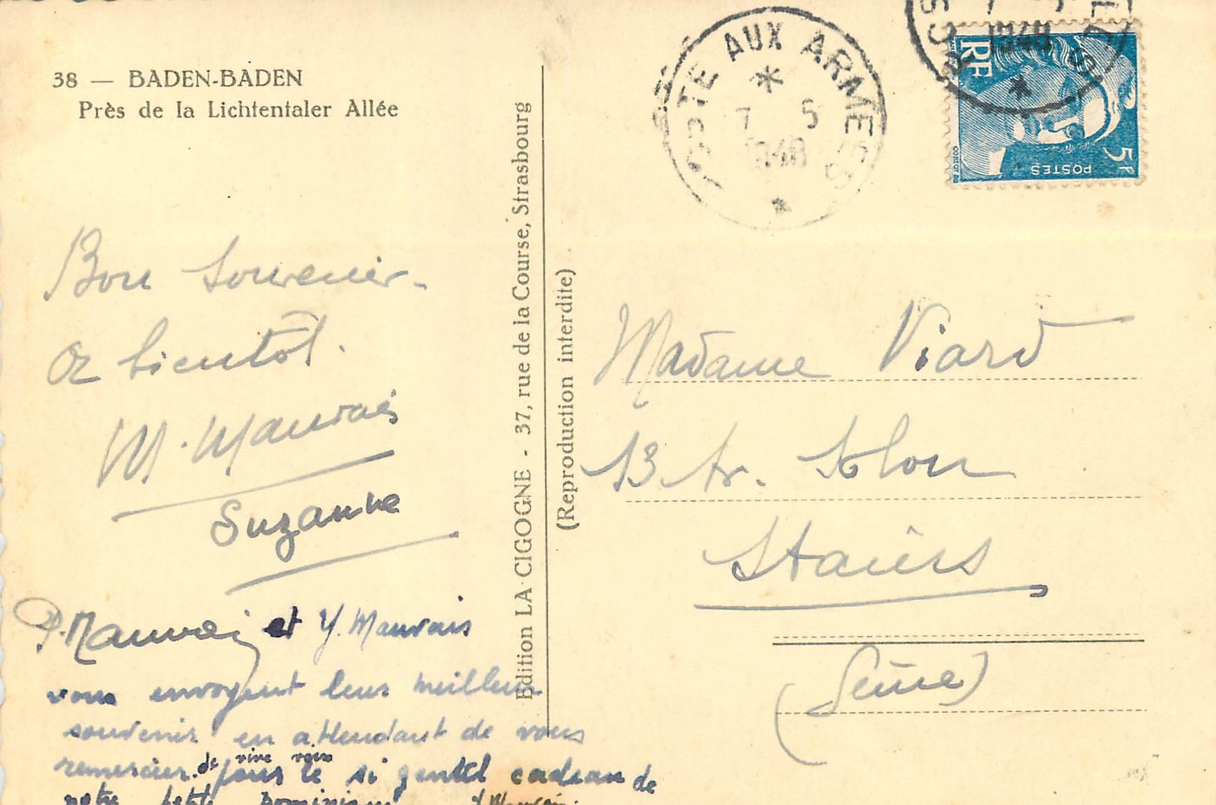 CPM 38 baden baden pres de la lichtenlaler allee — Rückseite
