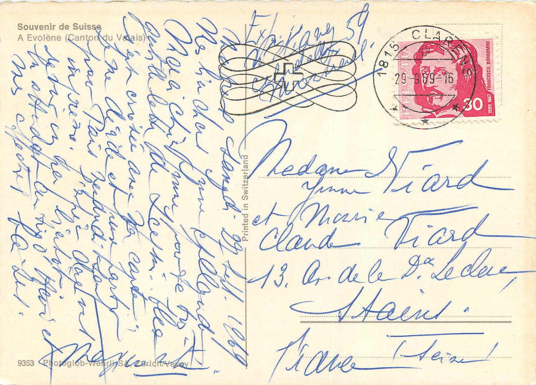CPM Souvenir de Suisse A Evolene Canton du Valais Femme Enfant — Verso