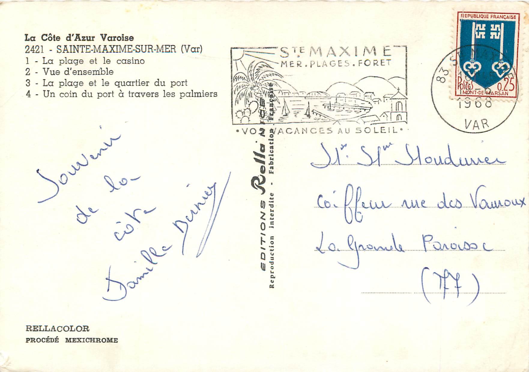 CPM La Cote d Azur Varoise Sainte Maxime sur Mer Var — Verso