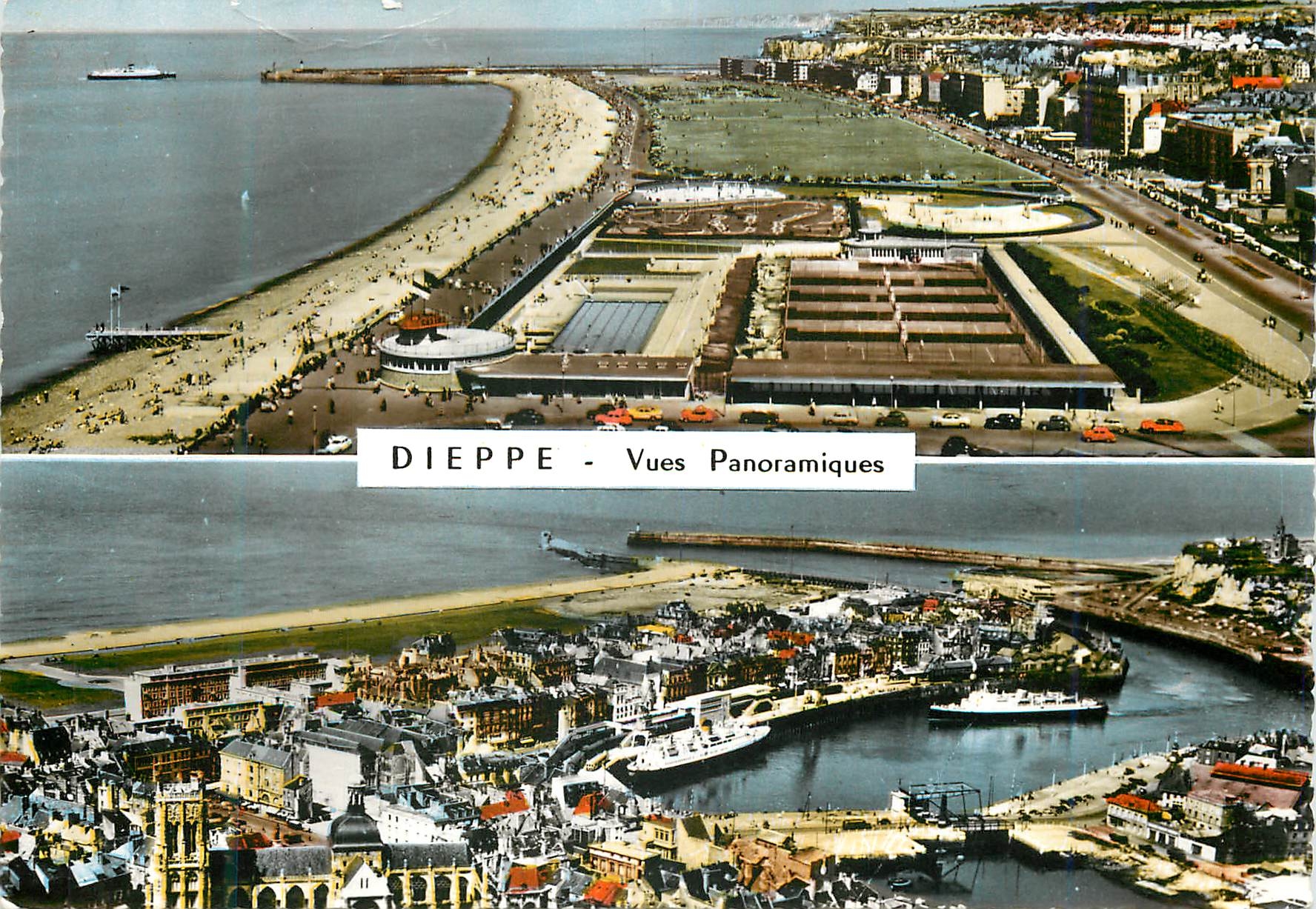 CPA Dieppe Vues Panoramiques Dieppe S Mme L Esplanade Vue generale Bateaux