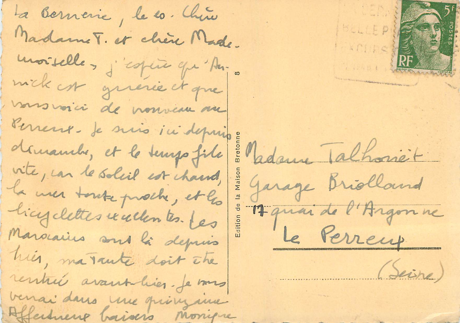 CPA La Bernerie La Roche Percee — Rückseite