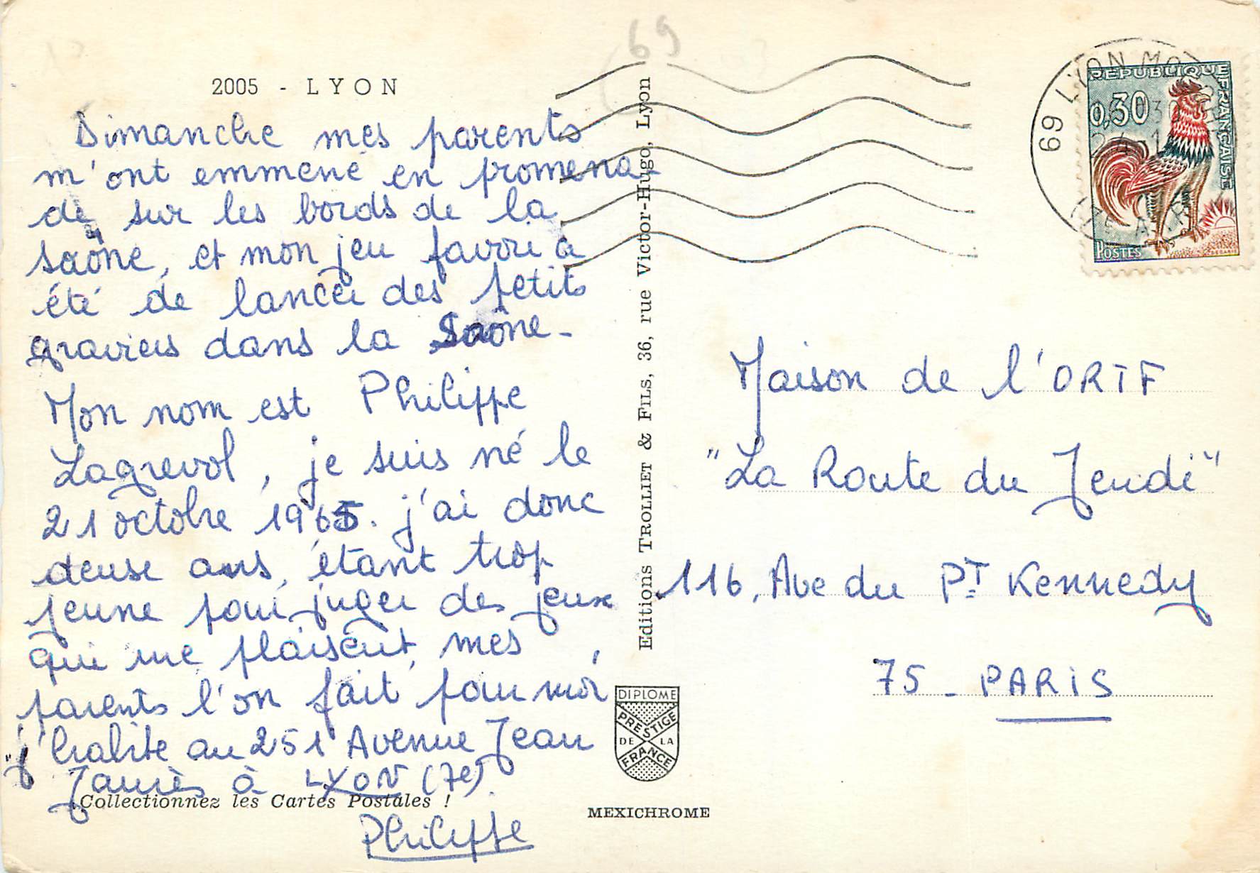 CPA Souvenir de Lyon Poupee — Rückseite