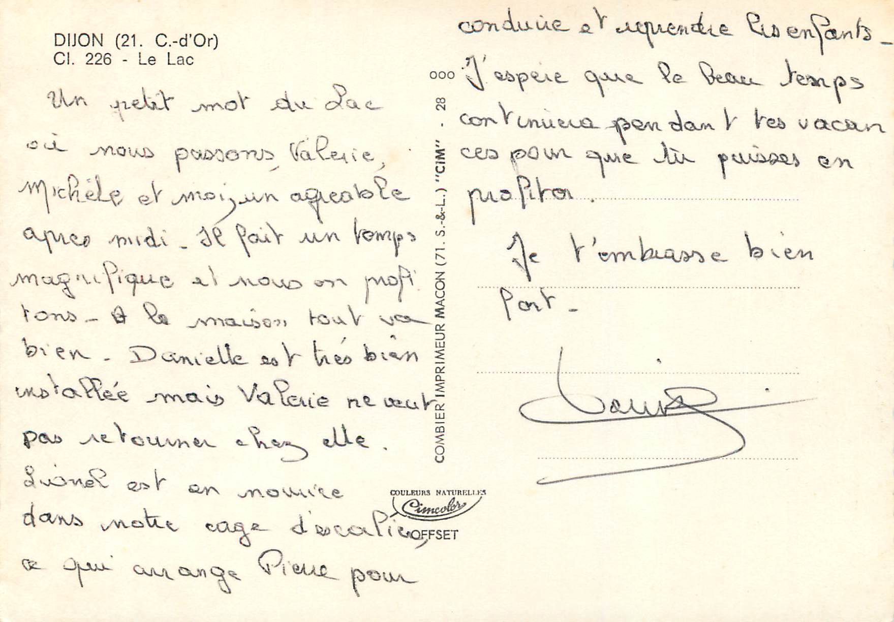 CPA Dijon C d Or Le Lac Bateau Voilier — Rückseite