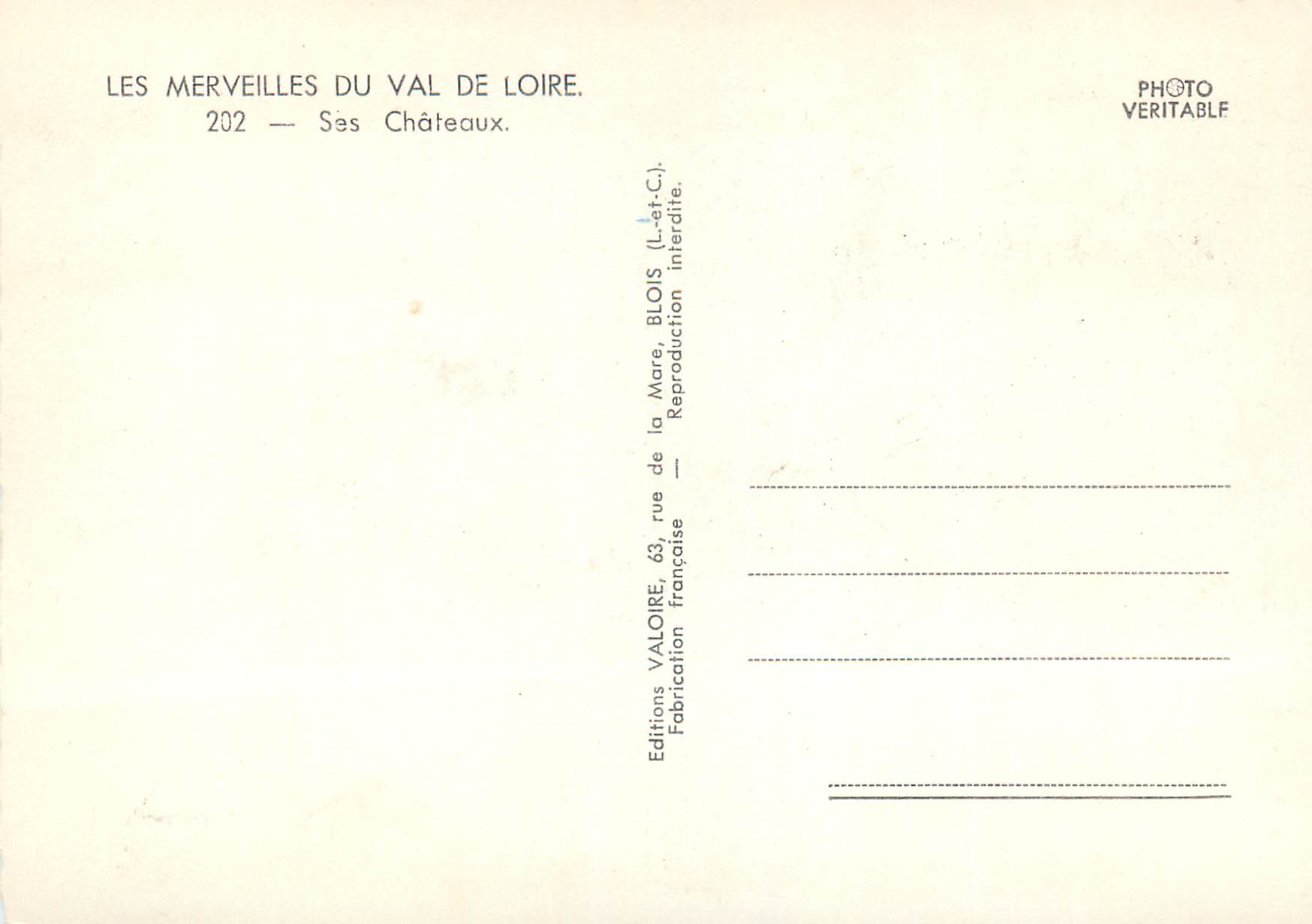 CPM Chateaux de la Loire Les Merveilles du Val de Loire Ses Chateaux — Rückseite