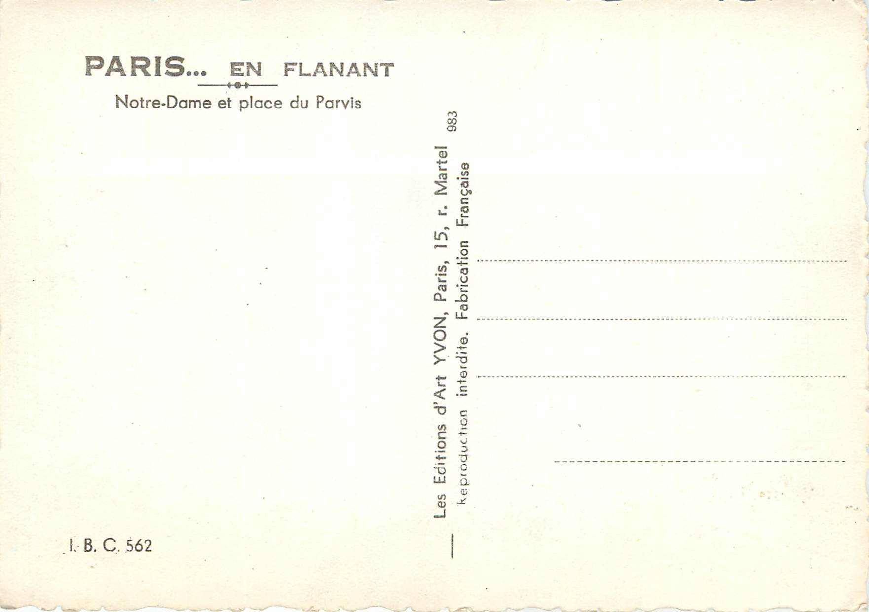 CPM Paris En Flanant Notre Dame et place du Parvis — Verso