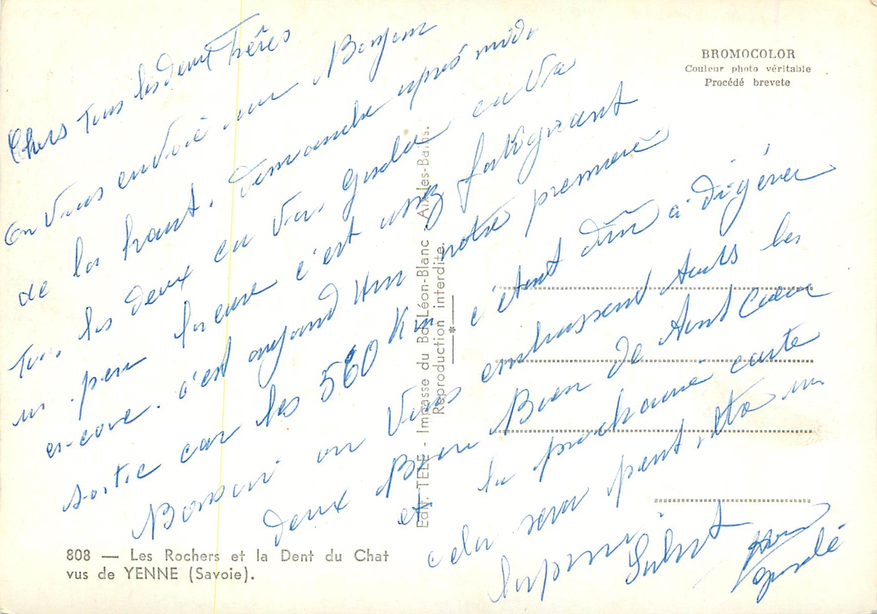 CPM Les Rochers et la Dent du Chat vus de Yenne Savoie — Rückseite