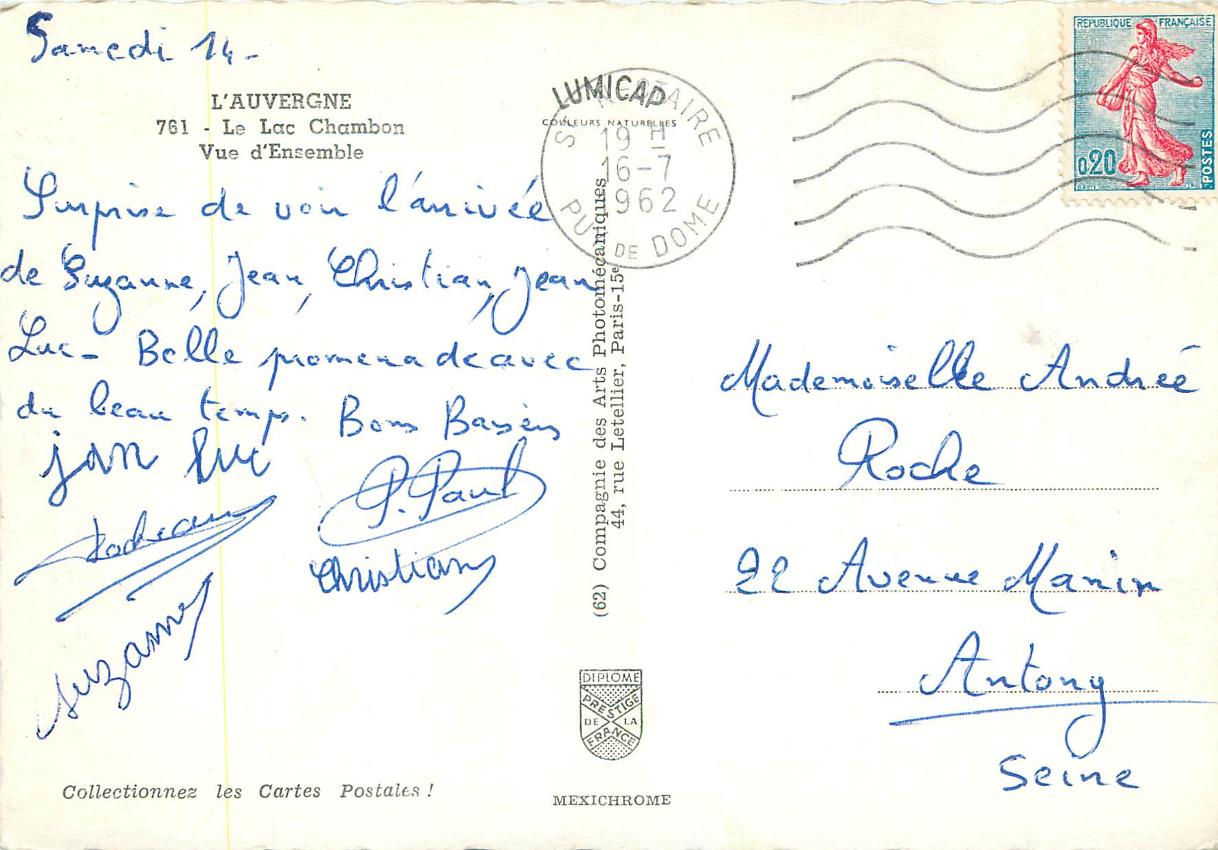 Le Lac Chambon — Vue d'Ensemble — IRIS — Verso