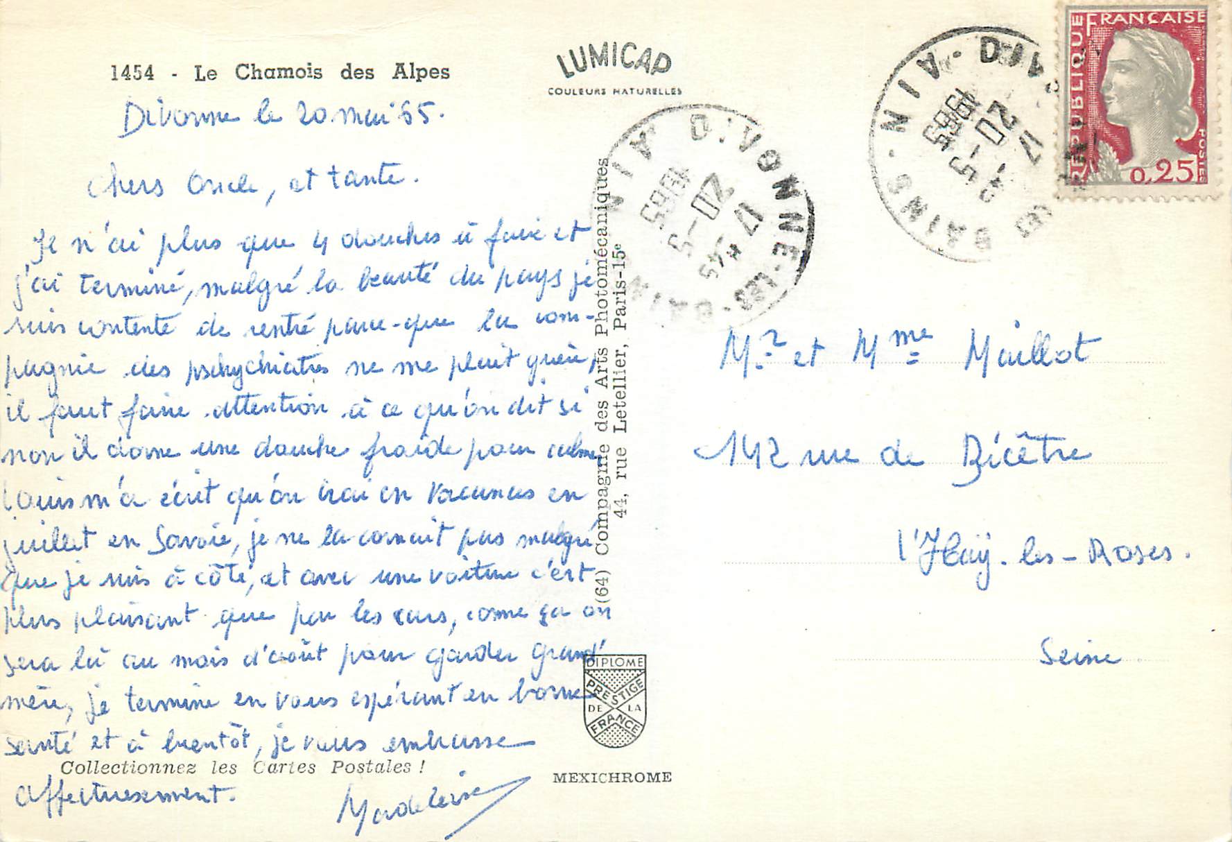 CPM Le Chamois des Alpes — Verso