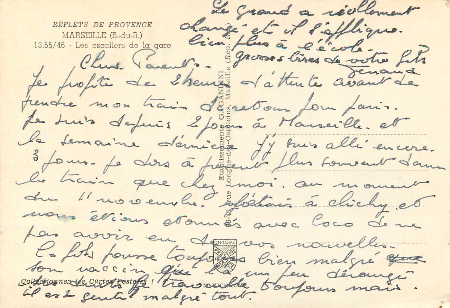 Les escaliers de la gare — Marseille (B.-du-R.) — Éditeur IRIS — Rückseite