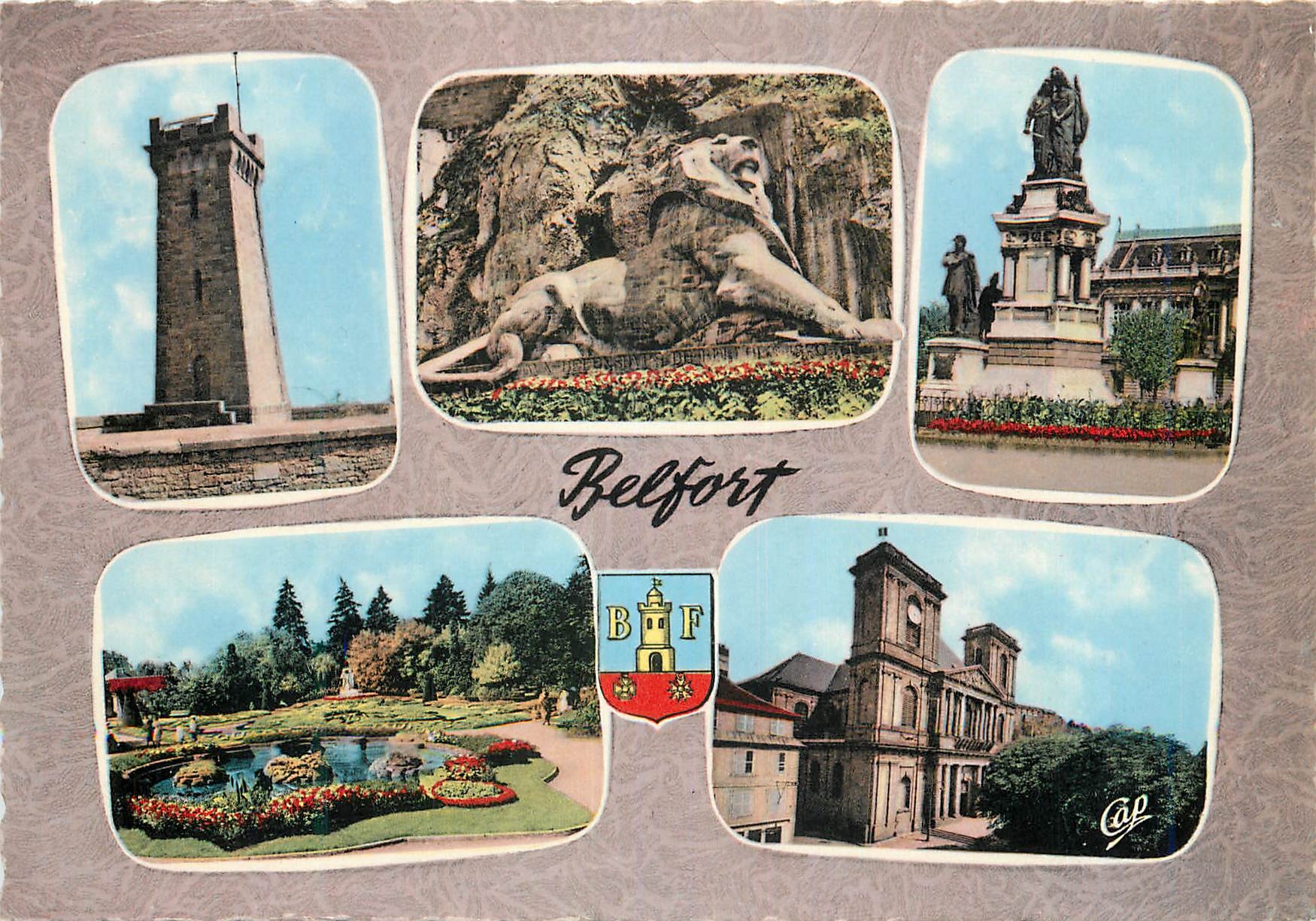 CPM Belfort Le Miotte Le Lion par Barthodi Monument des Sieges par Bartholdi Monument des 3 sieges Square Jean Jaures Eg