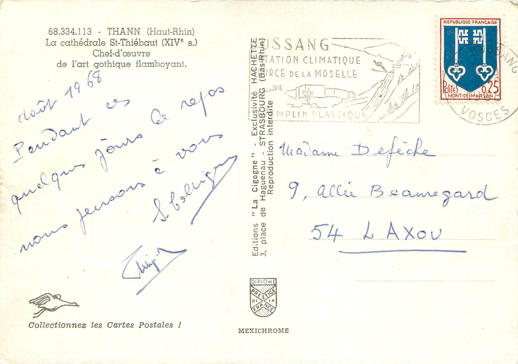 Thann — Cathédrale Saint-Thiébaut (XIVe s.) — Éditions 'La Cigogne' - Strasbourg — Reverso