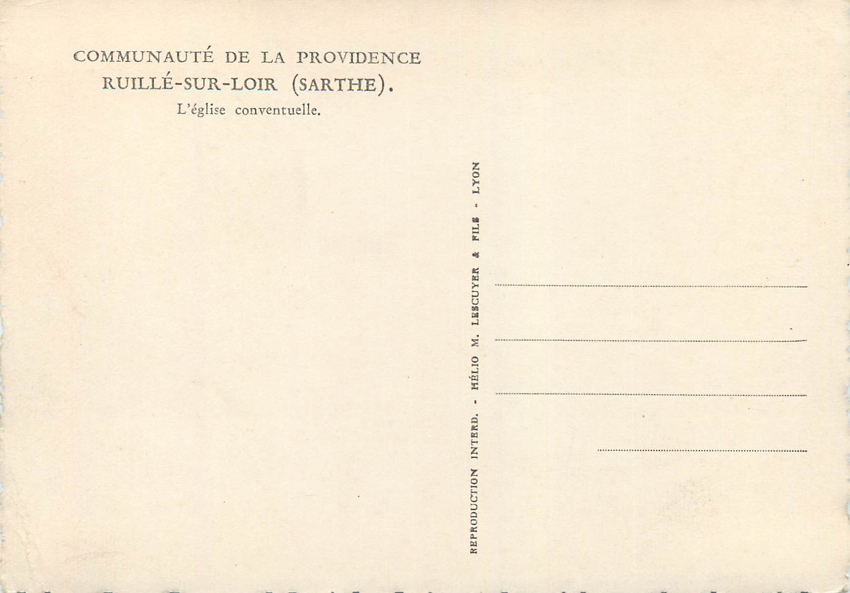 CPM Communaute de la Providence Ruille sur Loir Sarthe L Eglise conventuelle — Rückseite