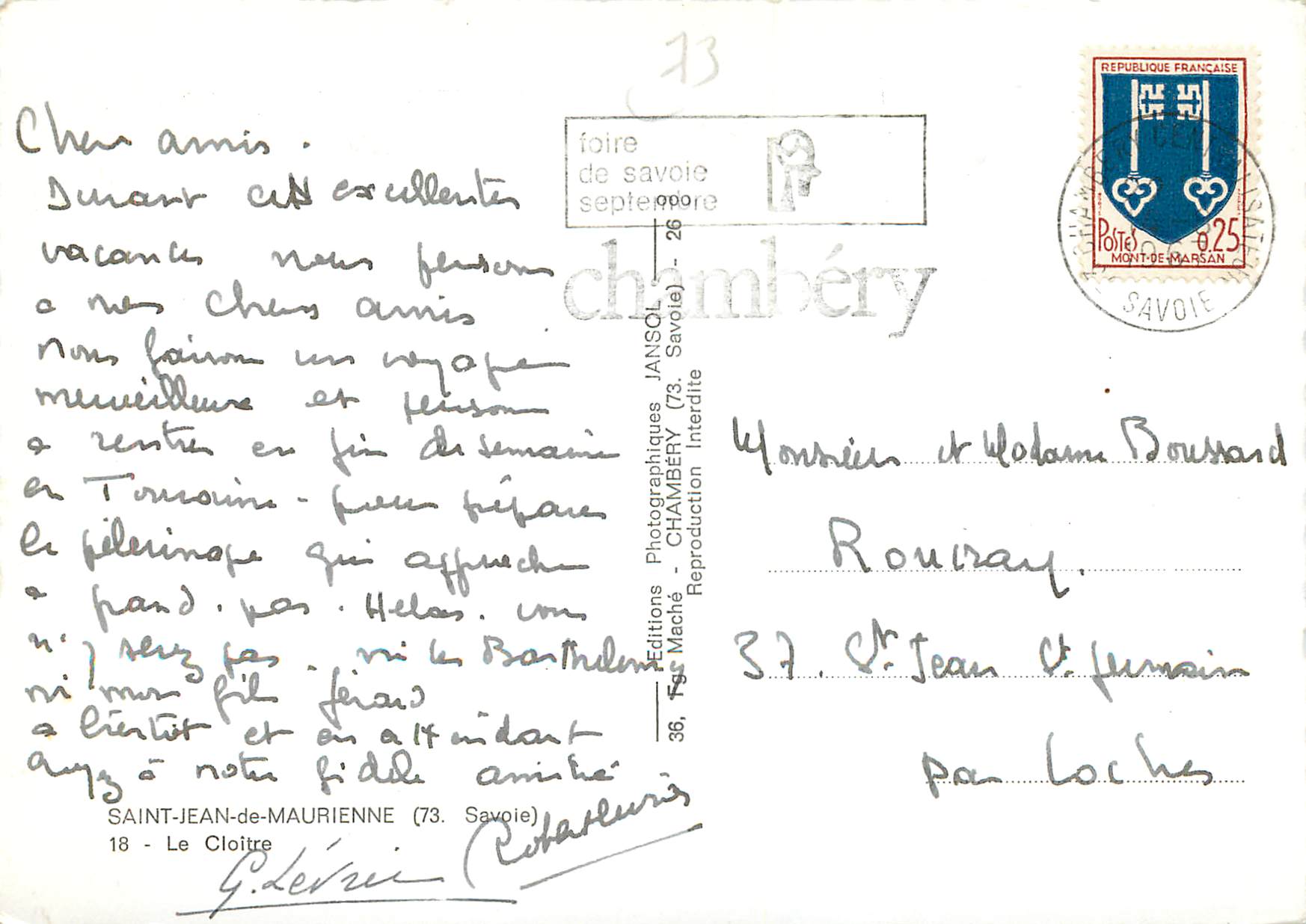 CPM Saint Jean de Maurienne Savoie Le Cloitre — Rückseite