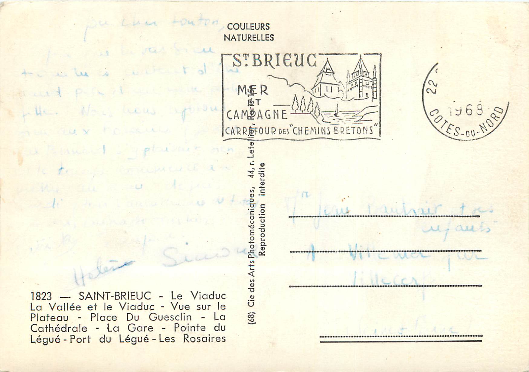 Saint-Brieuc — Vue panoramique — Cie des Arts Photomécaniques — Verso