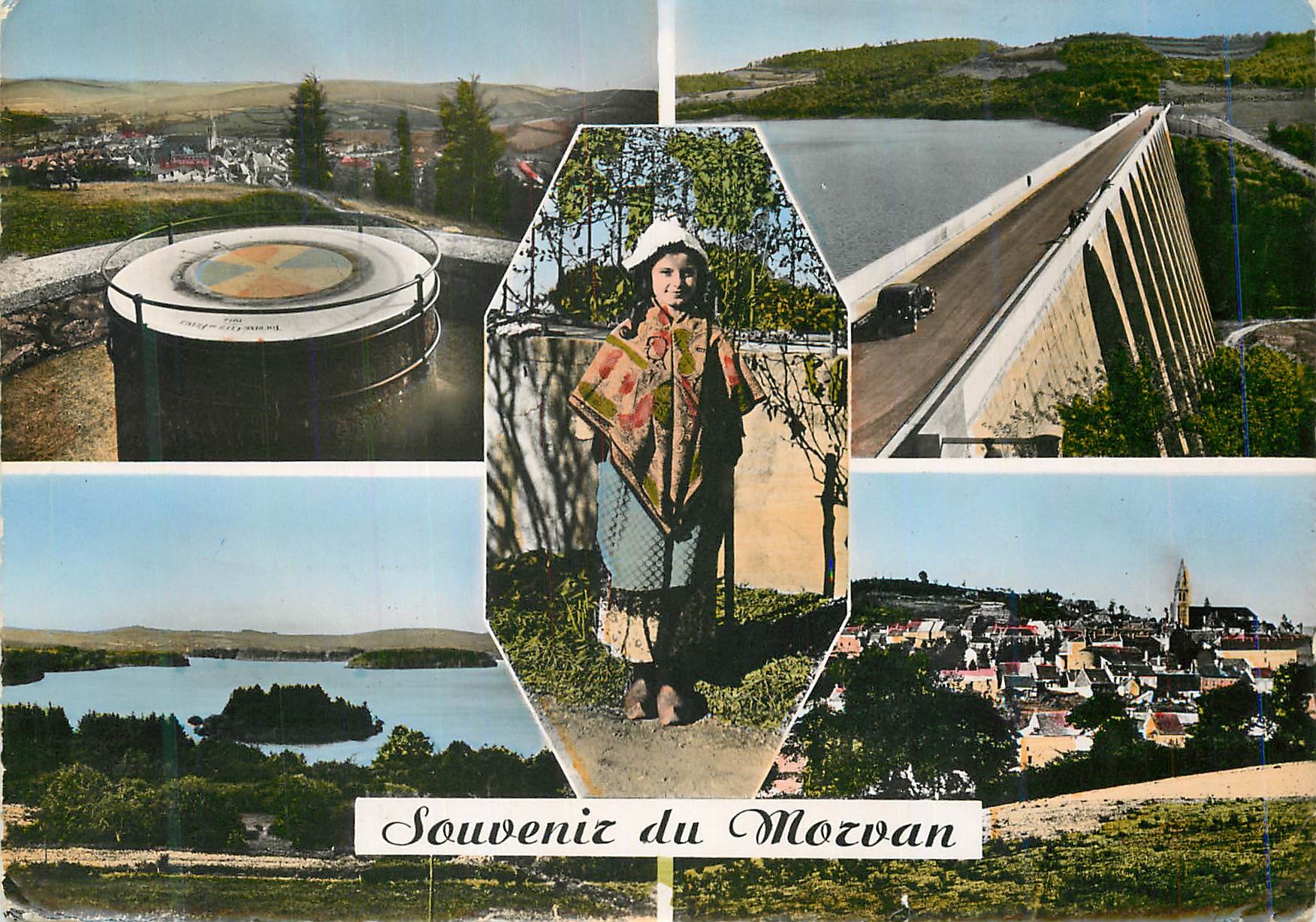 CPM Souvenir du Morvan Chateau Chinon Table d Orientation Barrage de Pannesiere Lac des Settons Les deux Iles Chateau Ch
