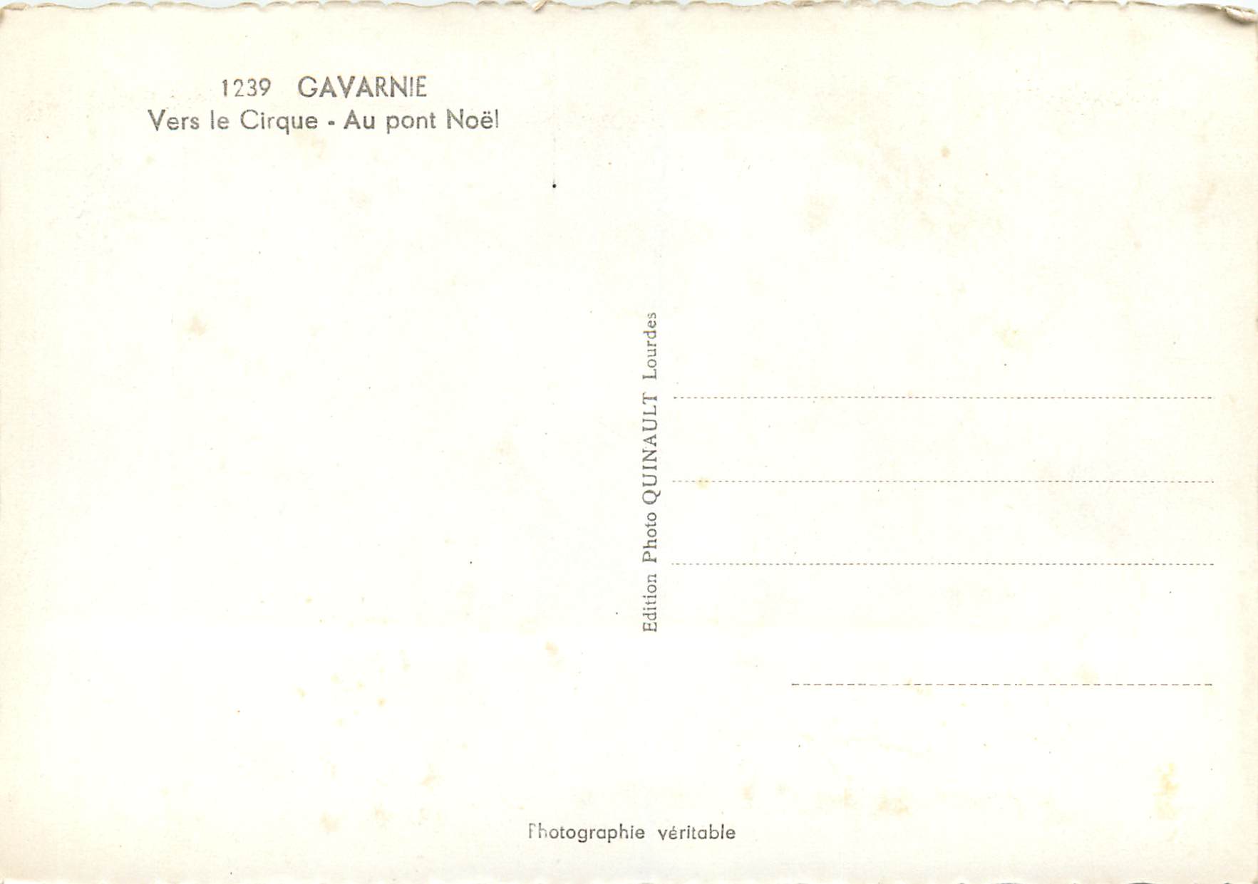 CPM Gavarnie Vers la Cirque Au pont Noel — Verso