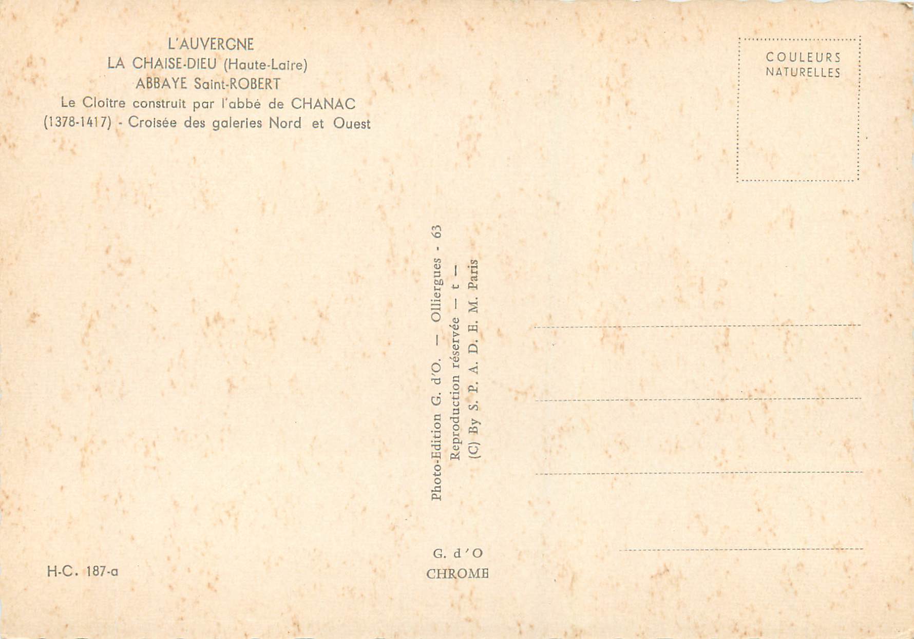 CPM L Auvergne La Chaise Dieu Haute Loire Abbaye Saint Robert Le Cloitre construit par l abbe de Chanac Croisee des gale — Back