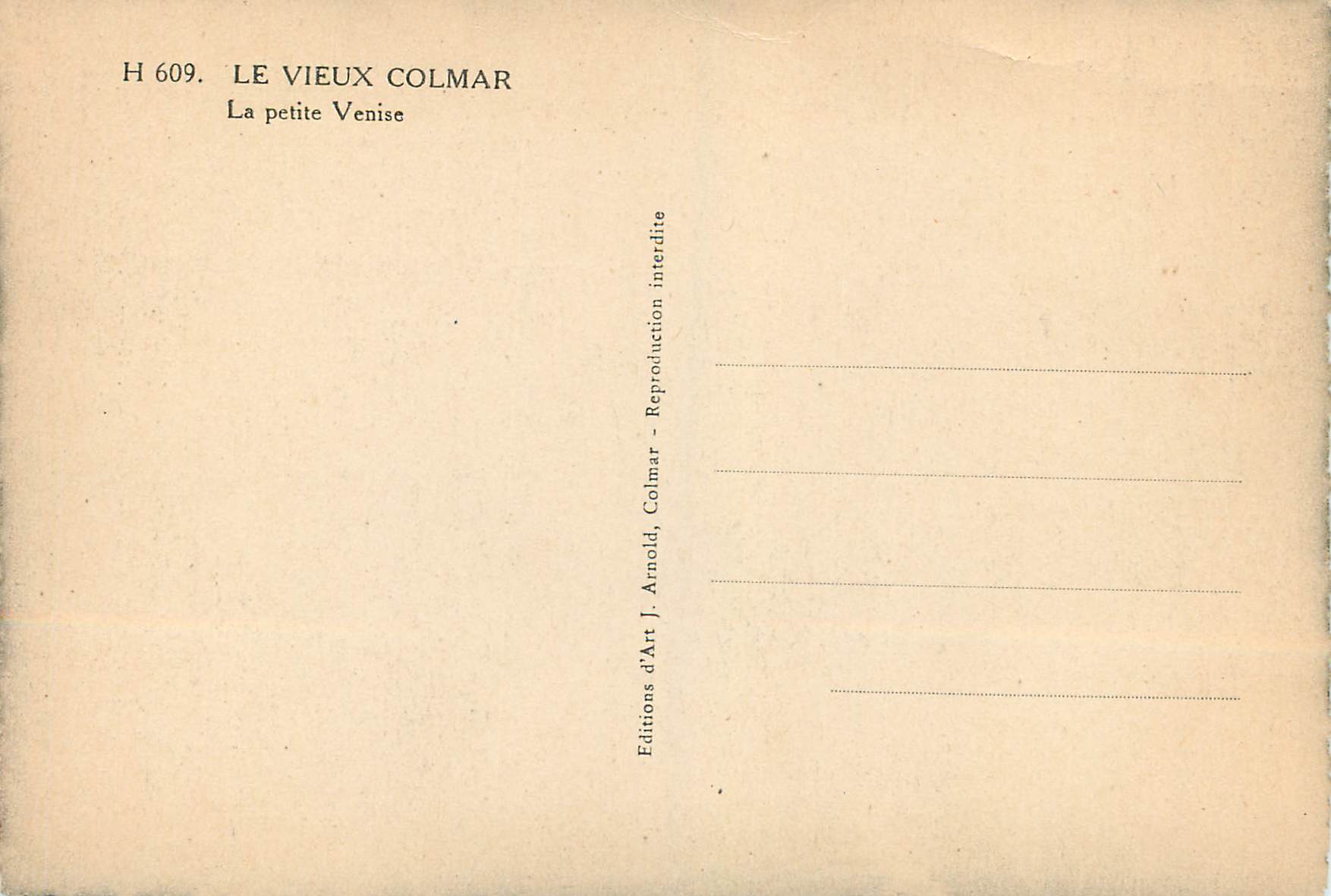 CPM Le Vieux Colmar La petite Venise — Rückseite