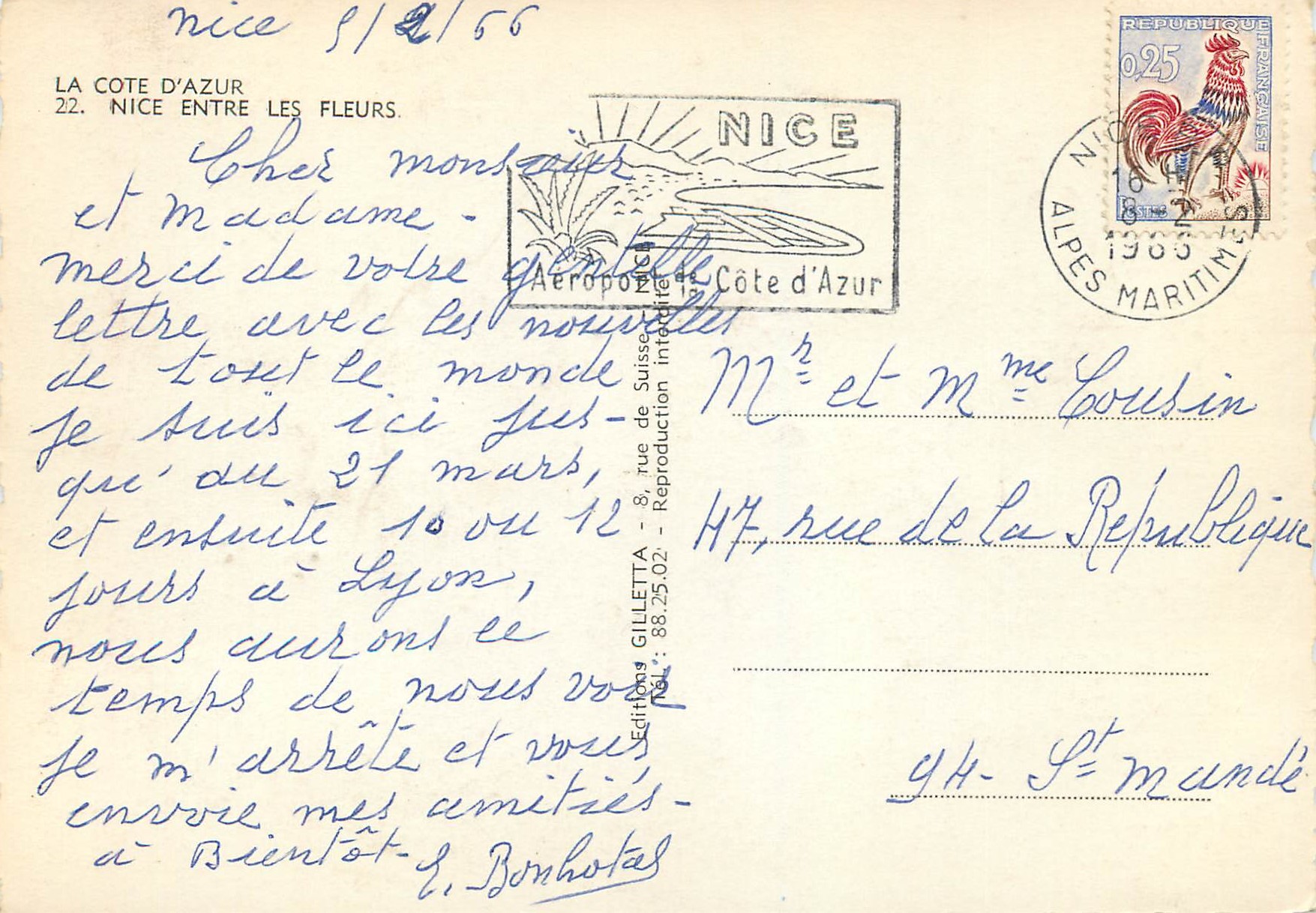 Nice — The French Riviera among the flowers — Éditions Gilletta, n°22 — Back