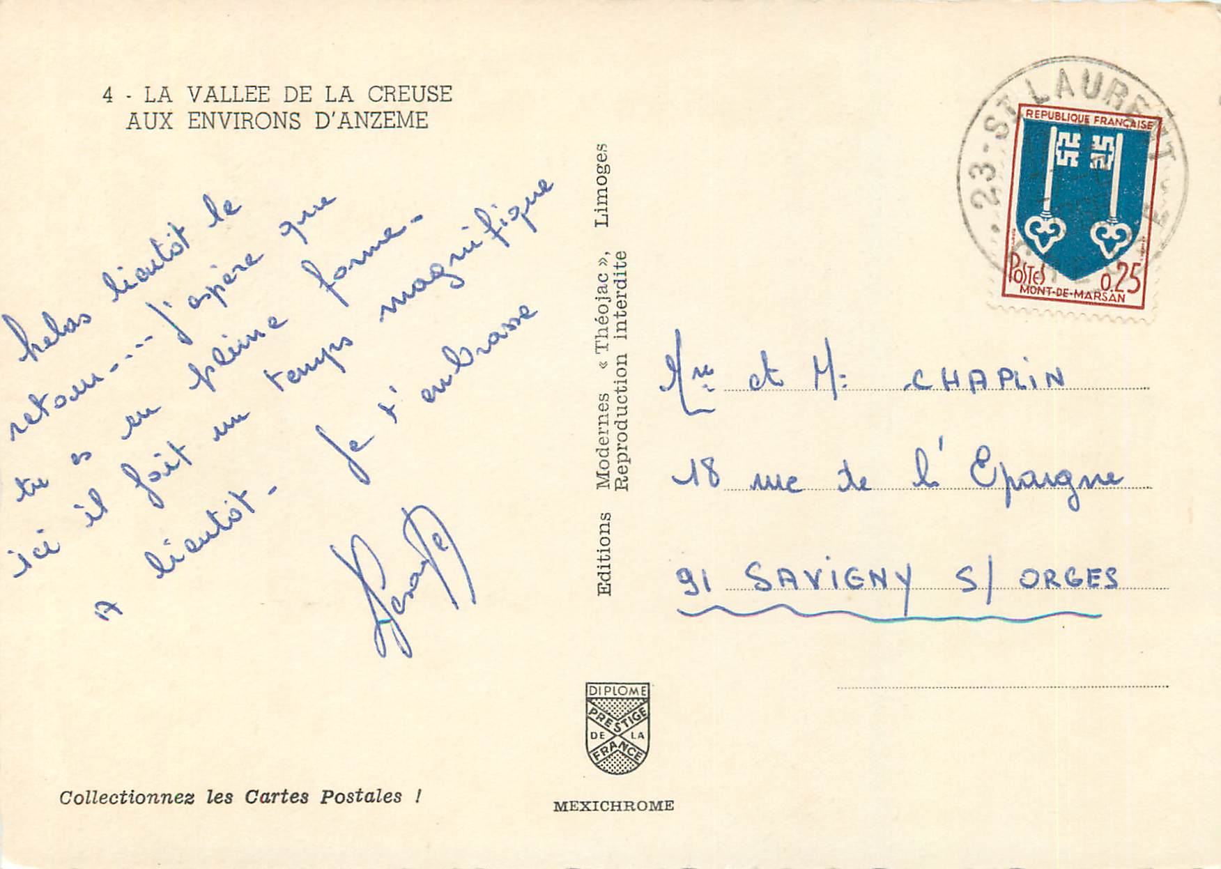 CPM La Vallee de la Creuse Aux Environs d Anzeme — Rückseite
