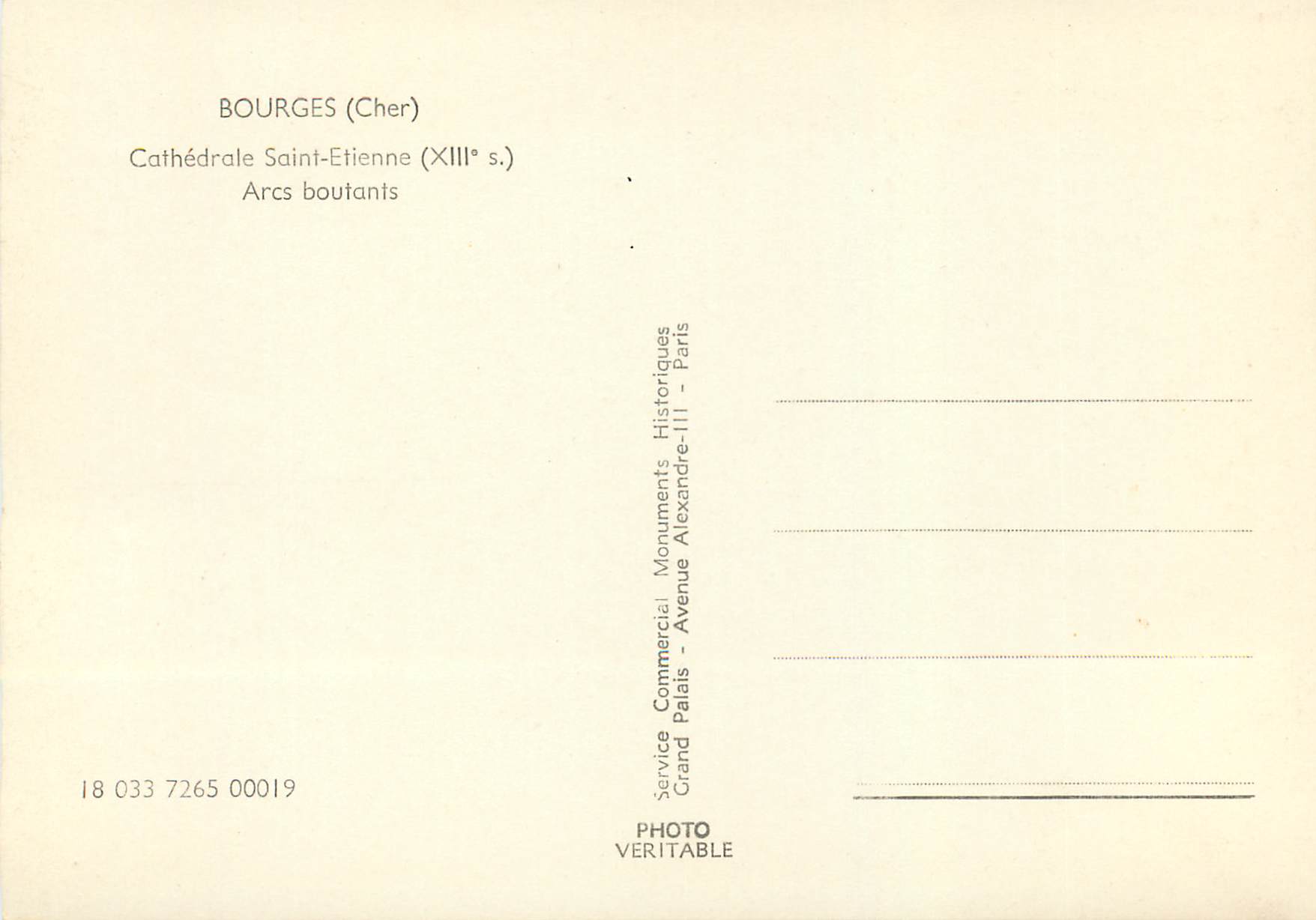 CPM Bourges Cher Cathedrale Saint Etienne xiii Arcs boutants — Rückseite