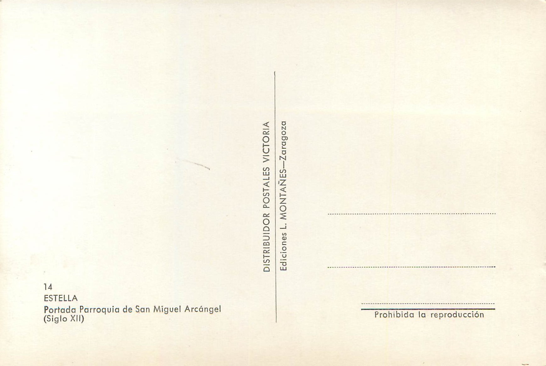 CPM Estella Portada Parroquia de San Miguel Arcangel — Rückseite