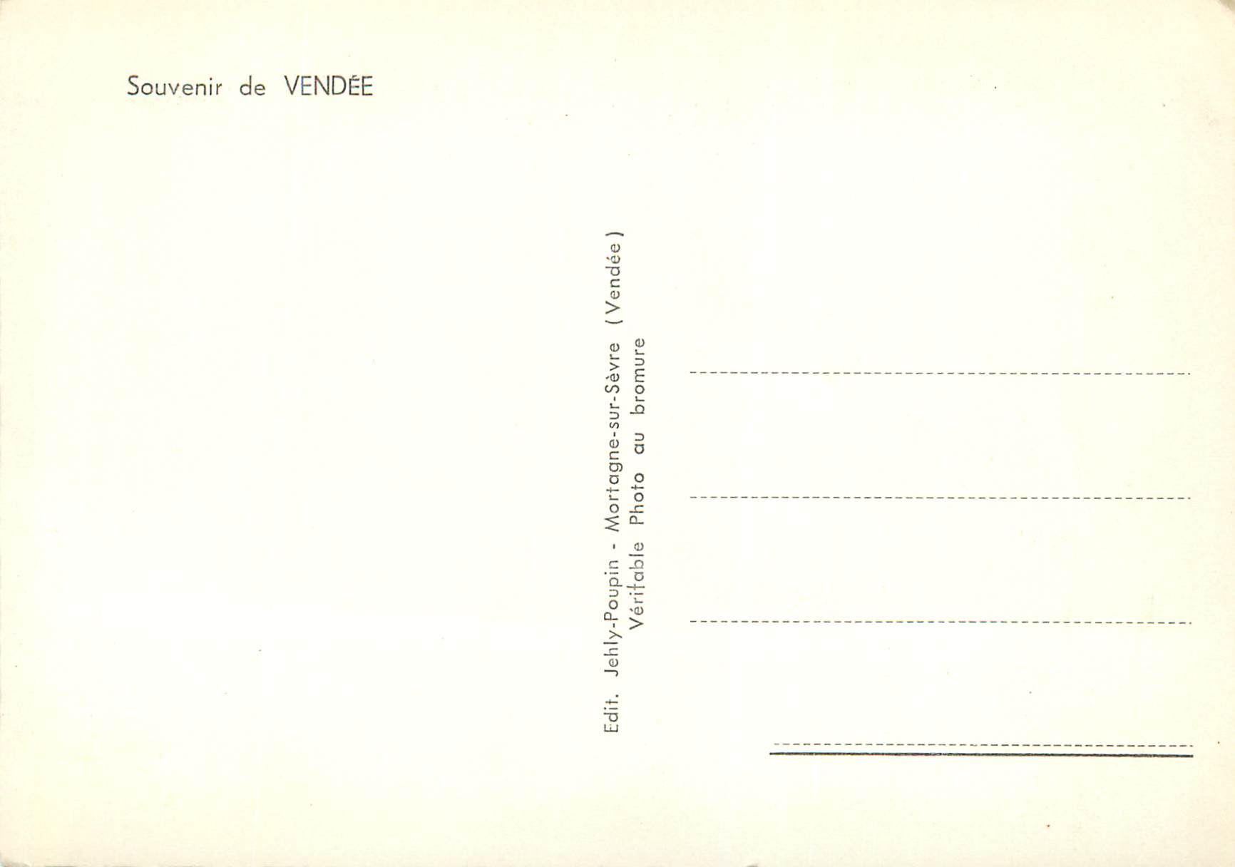 CPM Souvenir de Vendee Ile de Noirmoutier LE Marais La Roche sur Yon La Plaine  — Rückseite