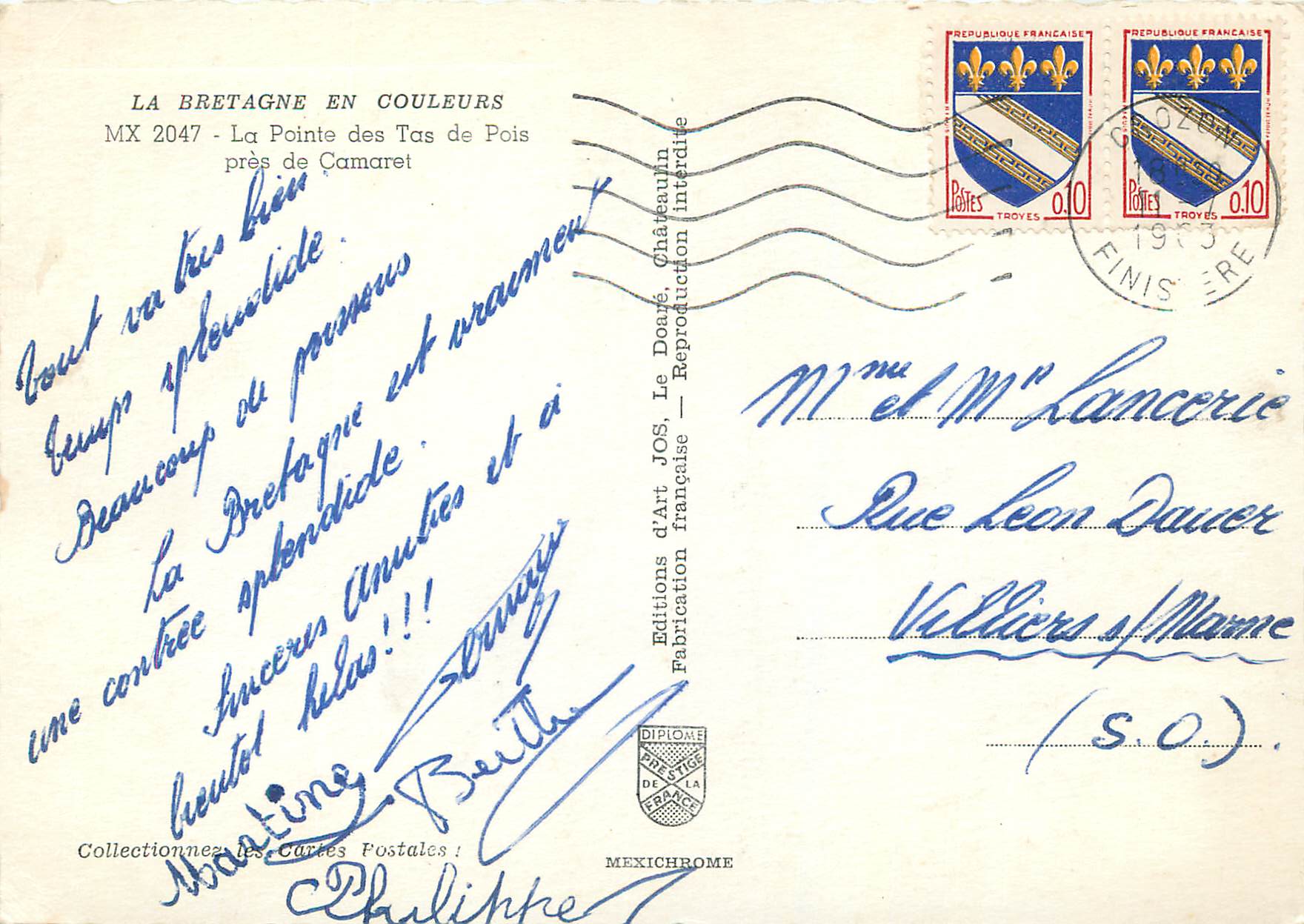 CPM La Bretagne En Couleurs La Pointe des Tas de Pois pres de Camaret — Rückseite