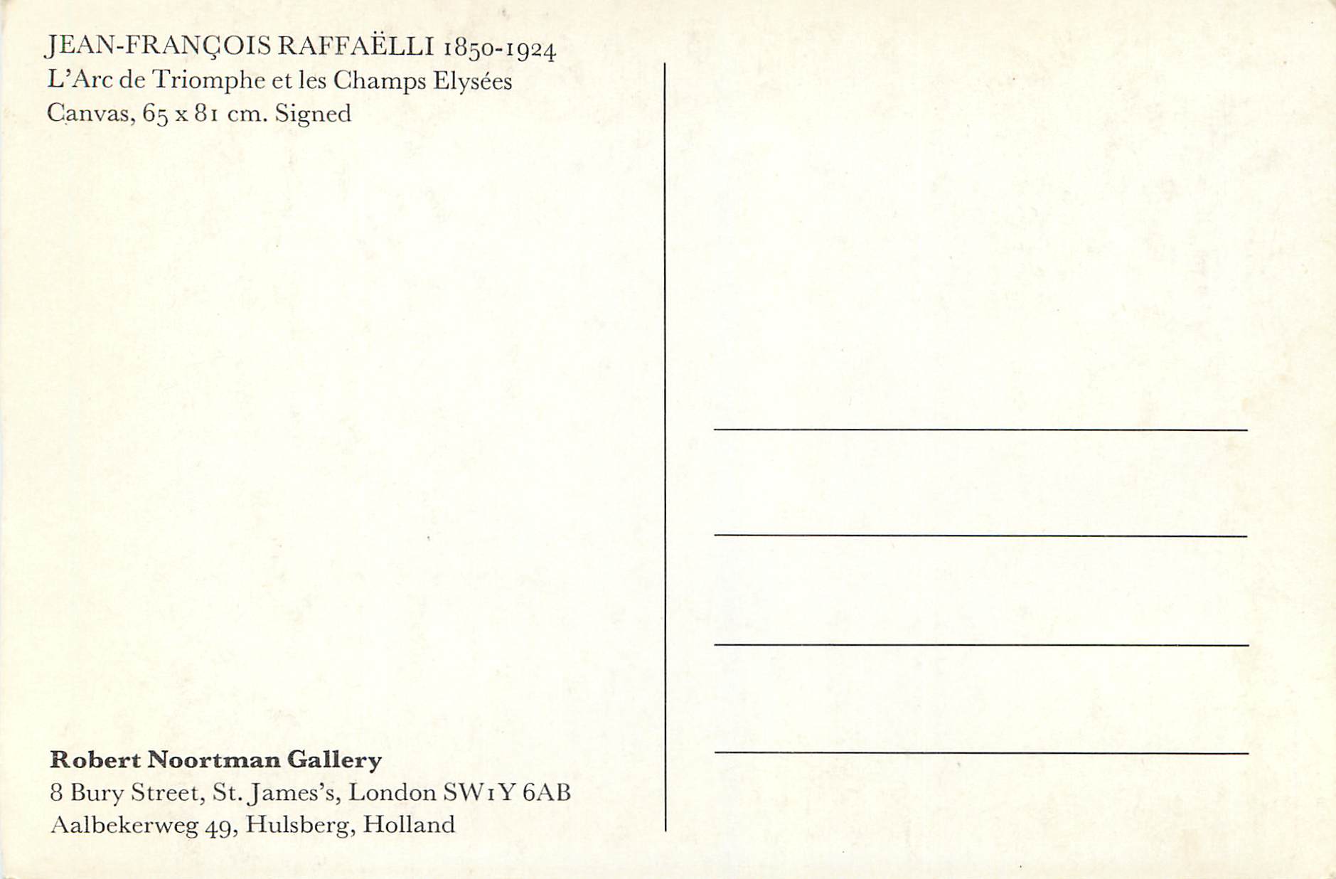 CPM Jean Francois Raffaelli L Arc de Triomphe et les Champs Elysees Canvas — Rückseite