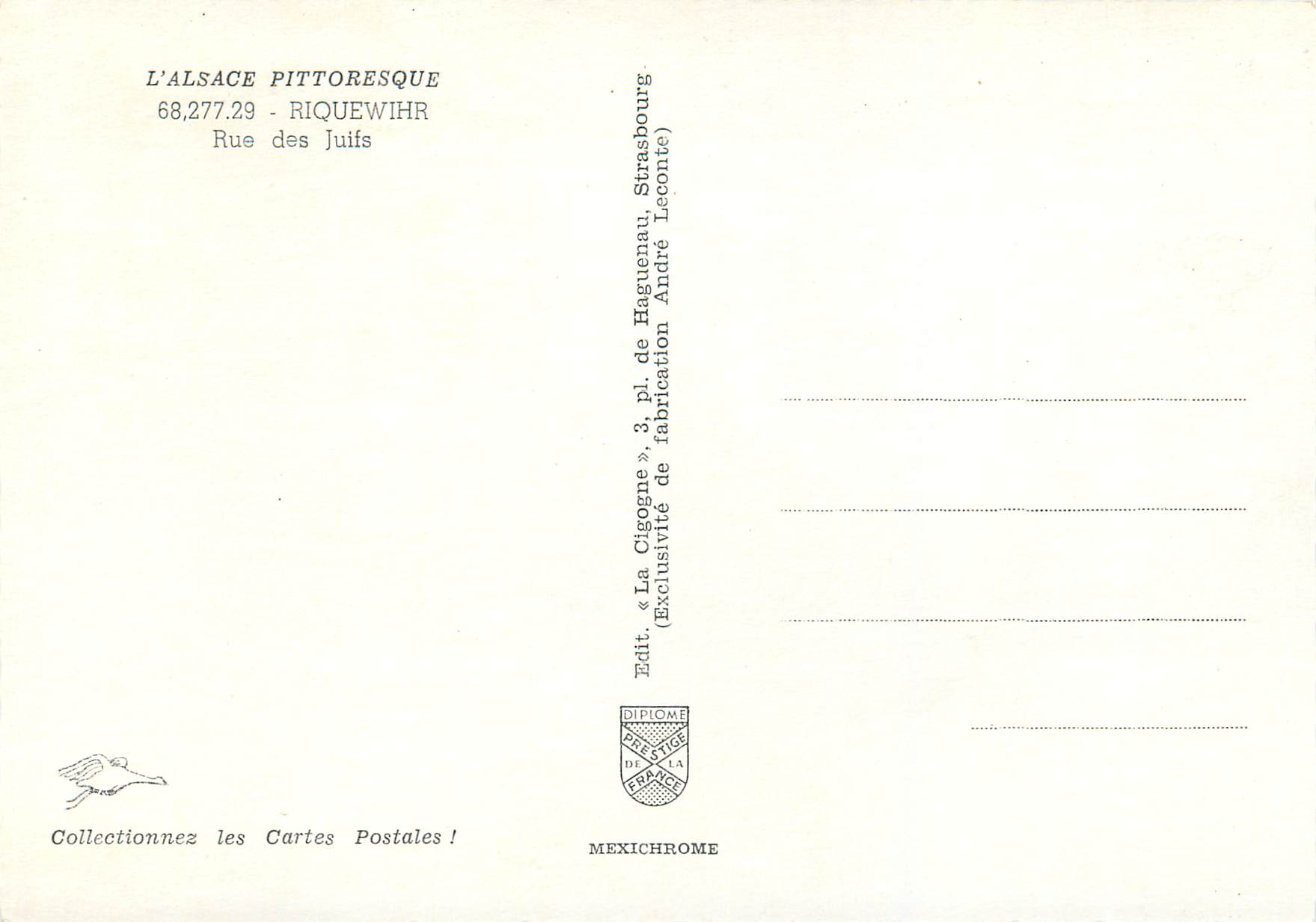 CPM L Alsace Pittoresque Riquewihr Rue des Juifs Judaica — Verso