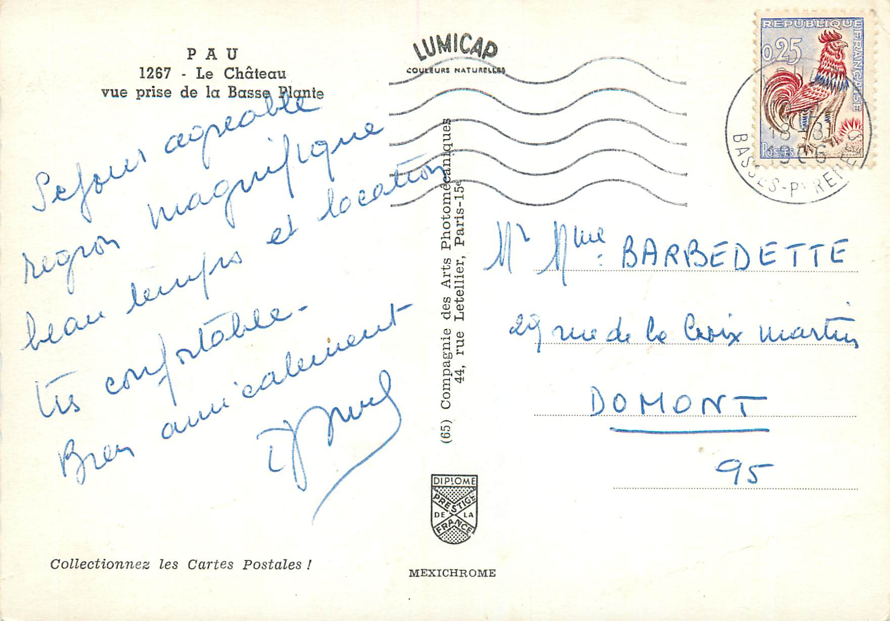 Pau - Le Château - vue prise de la Basse Plante — Lumicap — Rückseite