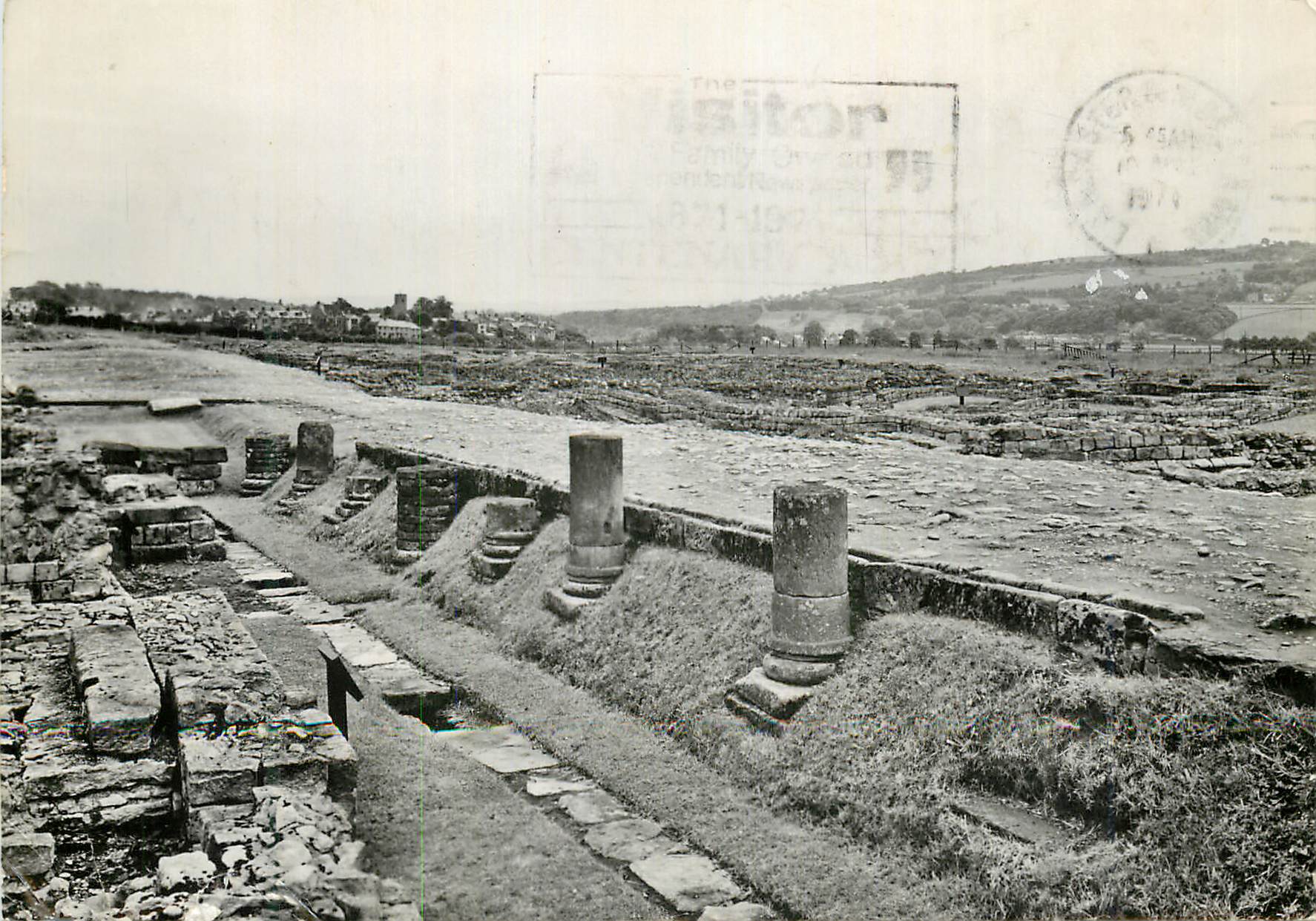 CPM Corbridge Roman Site Corstopitum Northumberland Colonnade and street south of granaries from north west