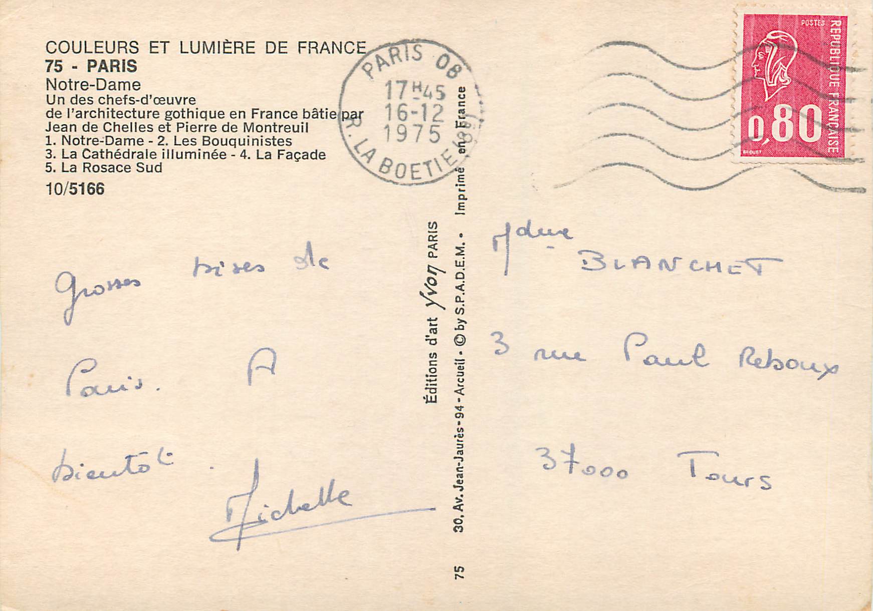 CPM Couleurs et Lumiere de France Paris Notre Dame Un des chefs d oeuvre de l architecture gothique en France — Rückseite