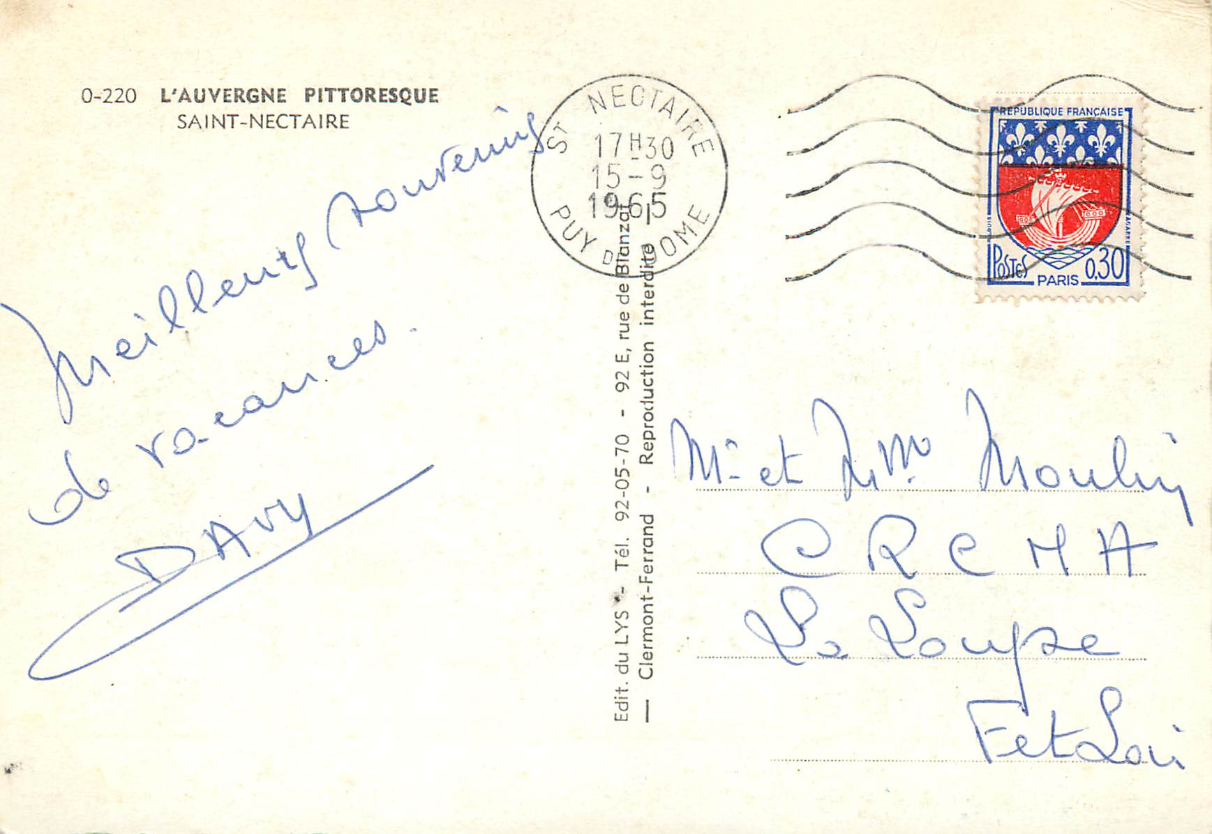 CPM L Auvergne Pittoresque Saint Nectaire Lac Chambon Murol Etablissement thermal — Rückseite