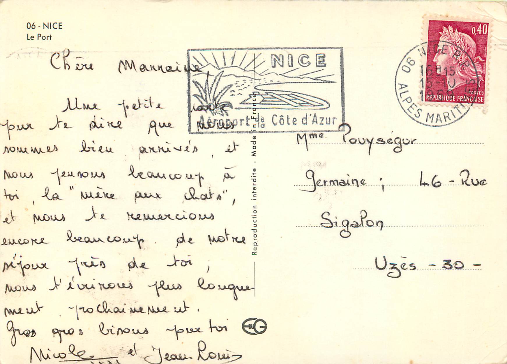 CPM Nice Le Port — Verso