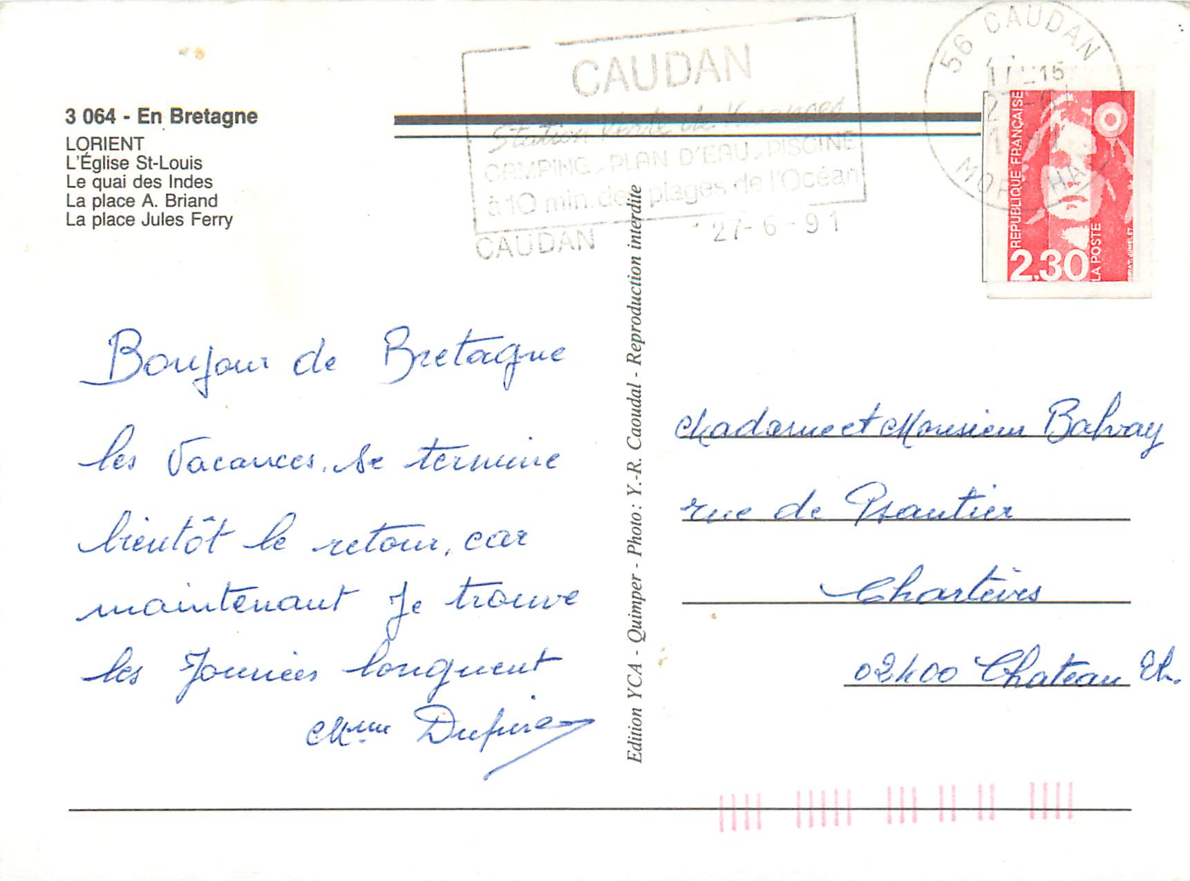 CPM En Bretagne Lorient L Eglise St Louis — Rückseite
