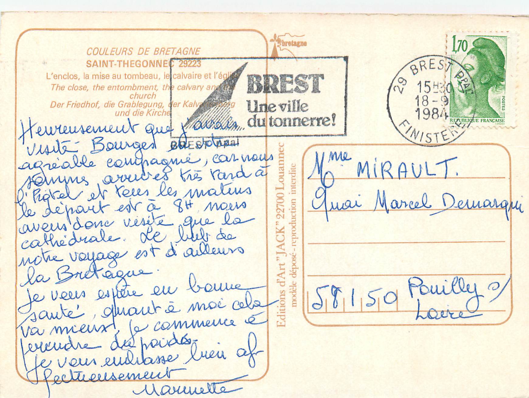 CPM Couleurs de Bretagne Saint Thegonnec L enclos la mise au tombeau le calvaire et l eglise — Rückseite