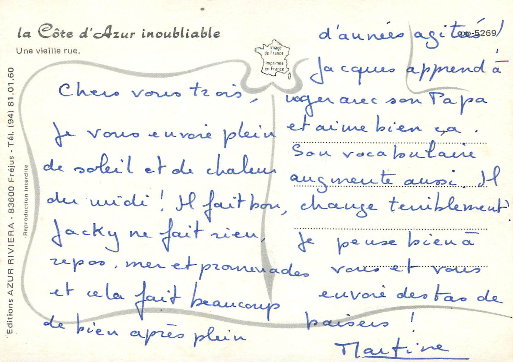 CPM La Cote d Azur inoubliable Une vieille rue — Verso