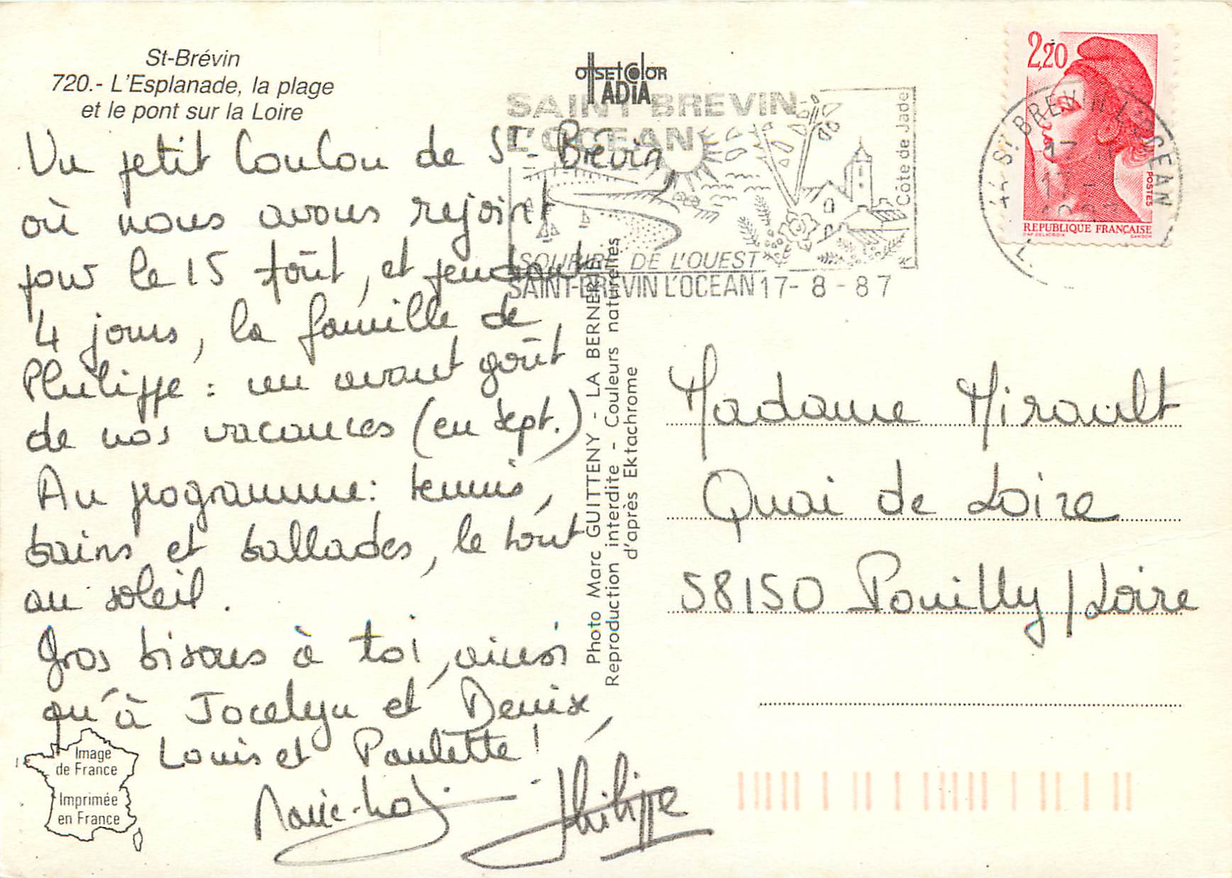 CPM St Brevin Cote de Jade L Esplanade la plage et le pont sur la Loire — Back
