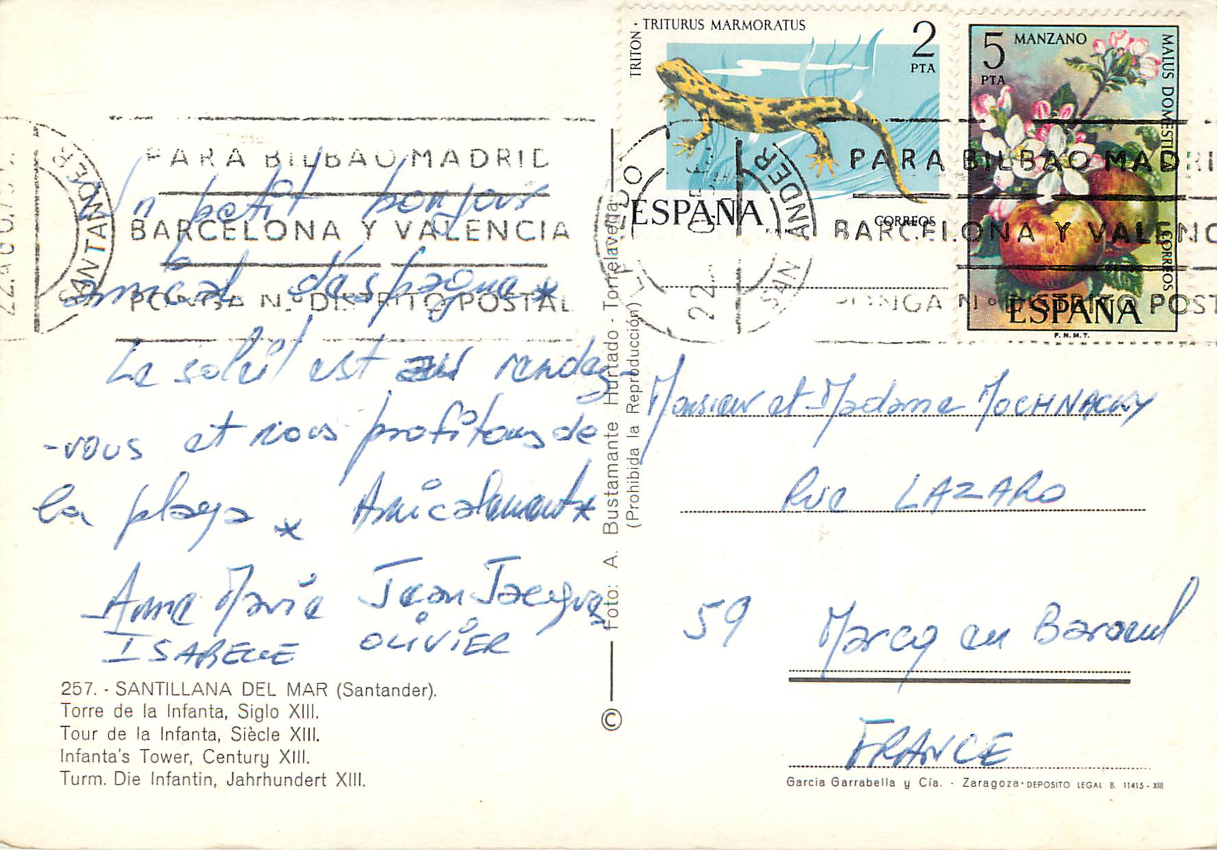 CPM Santillaba del Mar Santander Tore de la Infanta Siecle xiii — Back